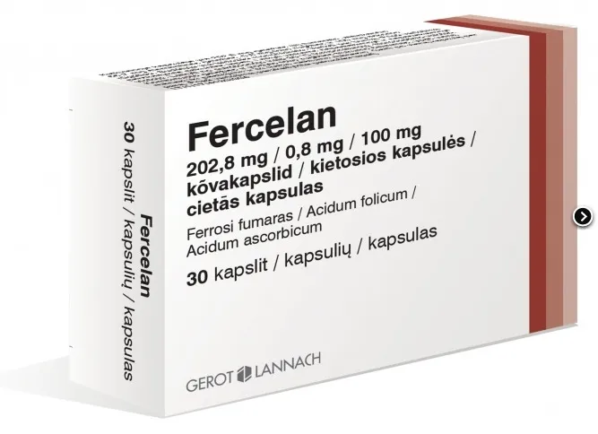 FERCELAN 202.8MG/0.8MG/100MG CPS N30 - Produkta attēls 