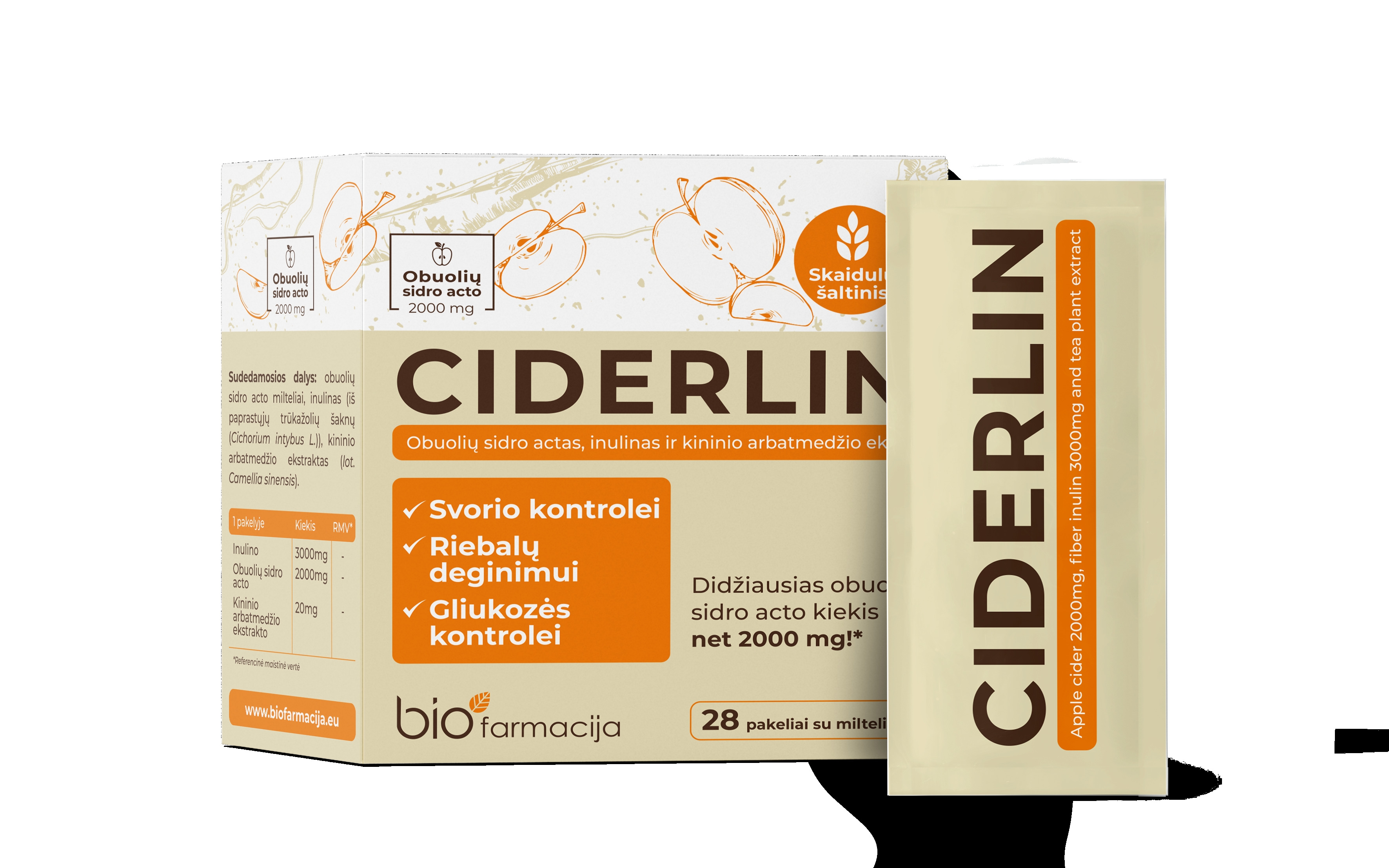 CIDERLIN pulveris paciņās, 28 gab - Produkta attēls 