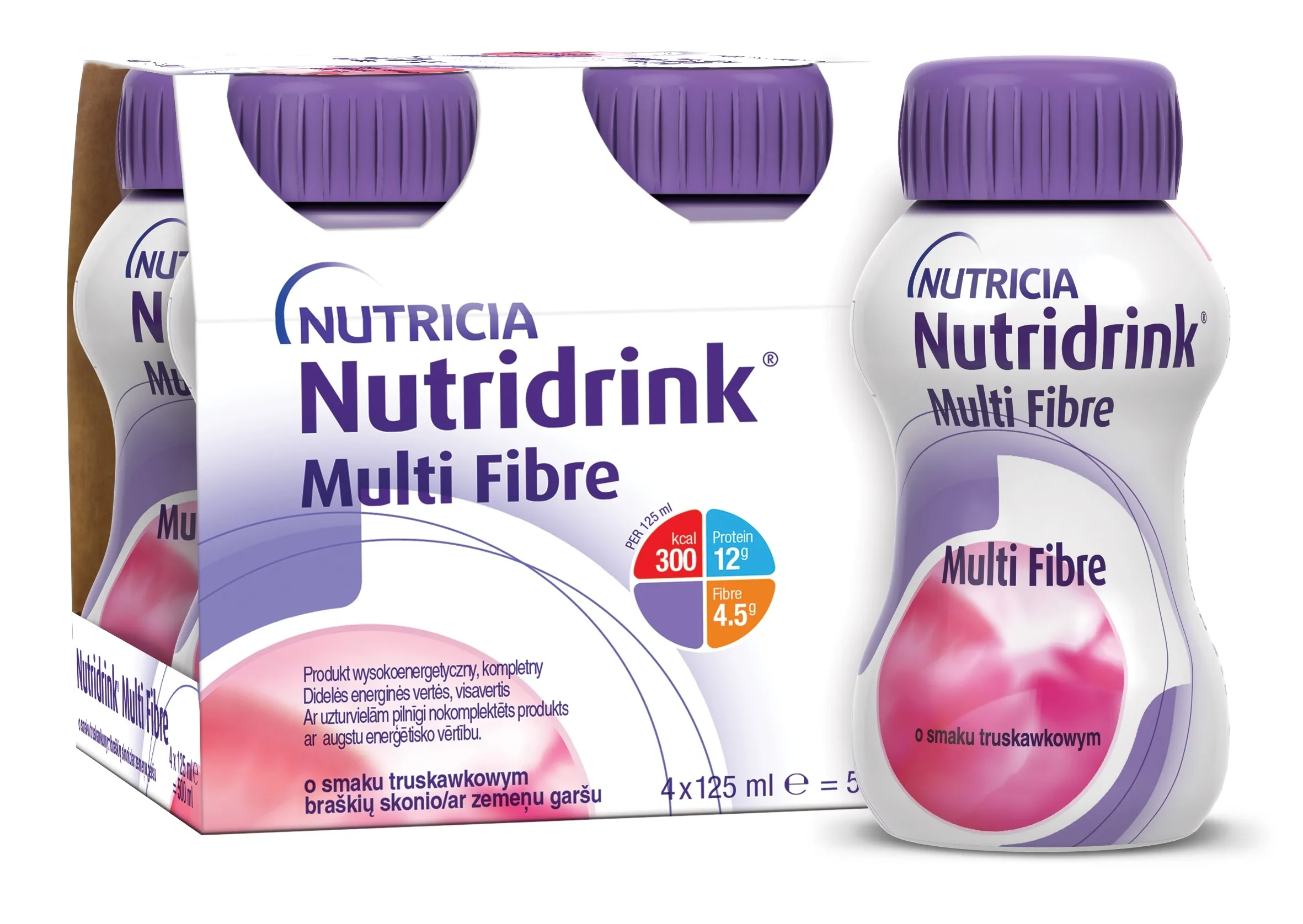 NUTRIDRINK Multi Fibre ar zemeņu garšu, 125 ml - Produkta attēls 