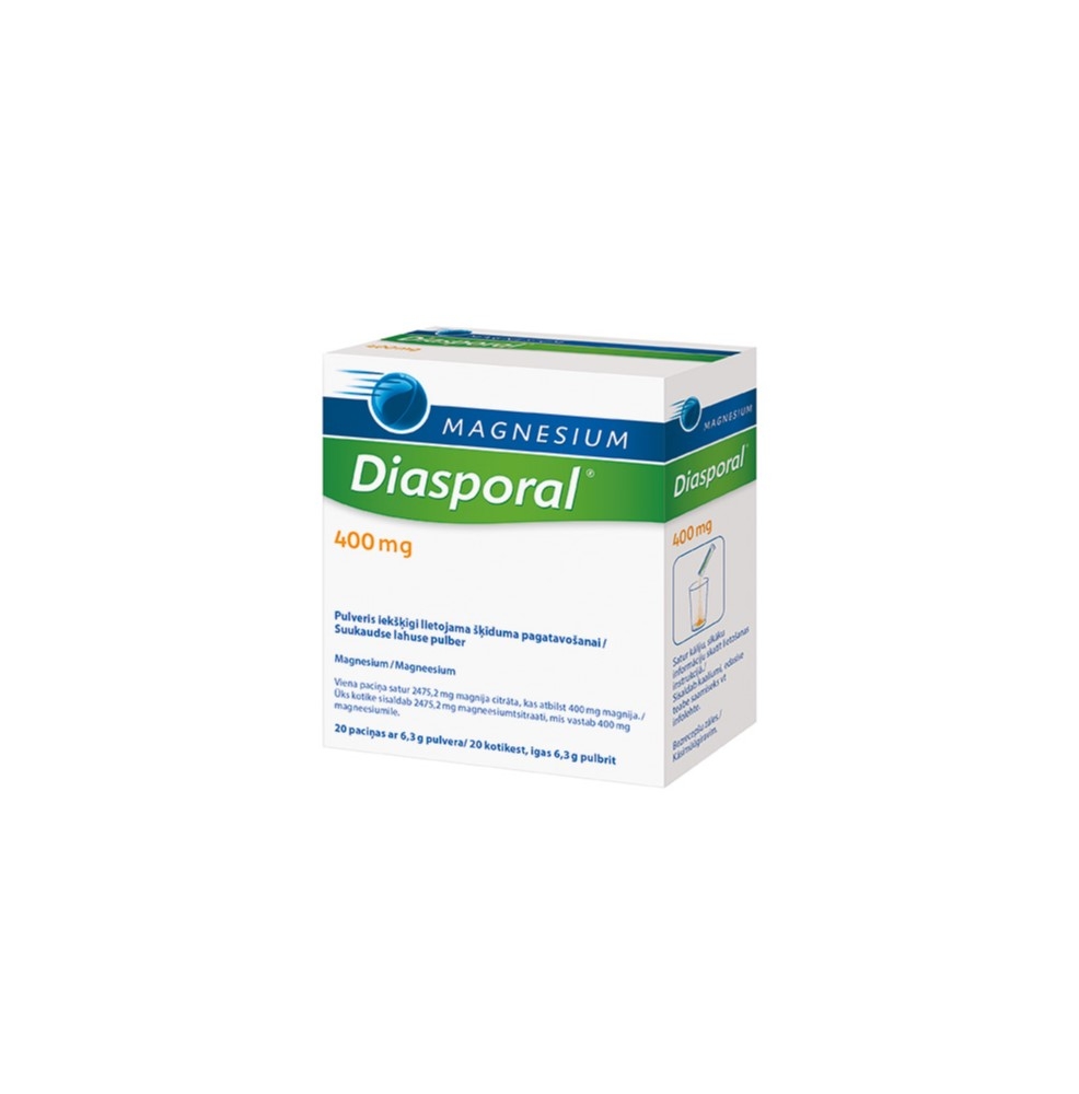 MAGNESIUM DIASPORAL pulveris 400 mg (apelsīnu), 20 gab. - Produkta attēls 