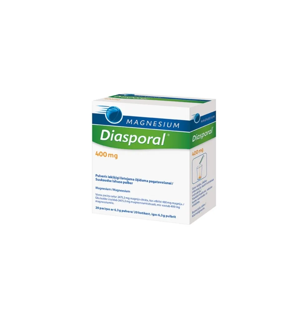 MAGNESIUM DIASPORAL pulveris 400 mg (apelsīnu), 20 gab. - Produkta attēls 