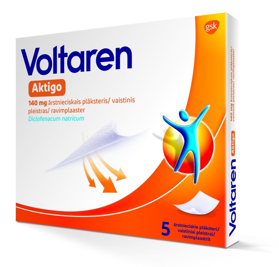 VOLTAREN Aktigo 140 mg ārstnieciskais plāksteris, 5 gab. - Produkta attēls 