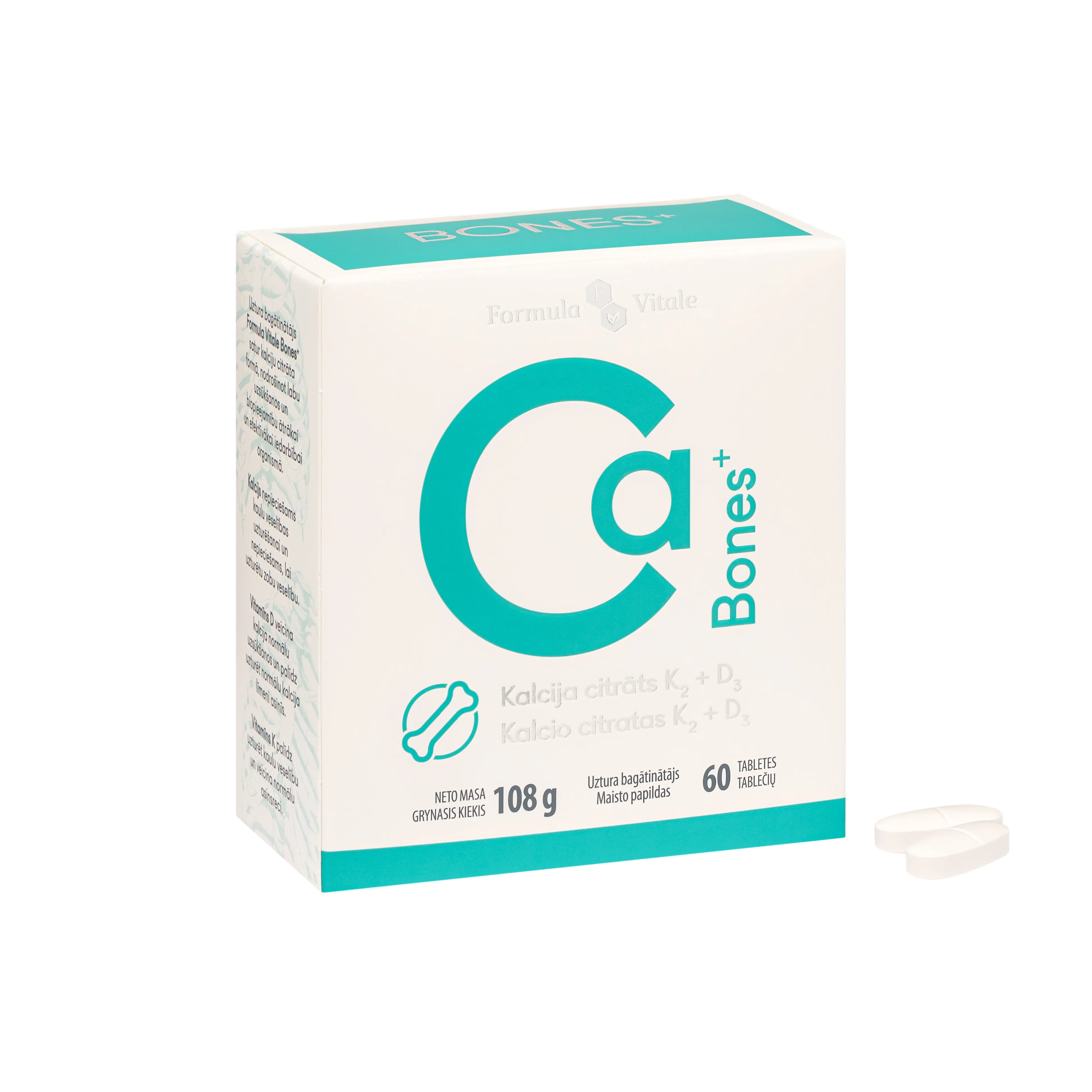 FORMULA VITALE Bones+ tabletes, 60 gab. - Produkta attēls 