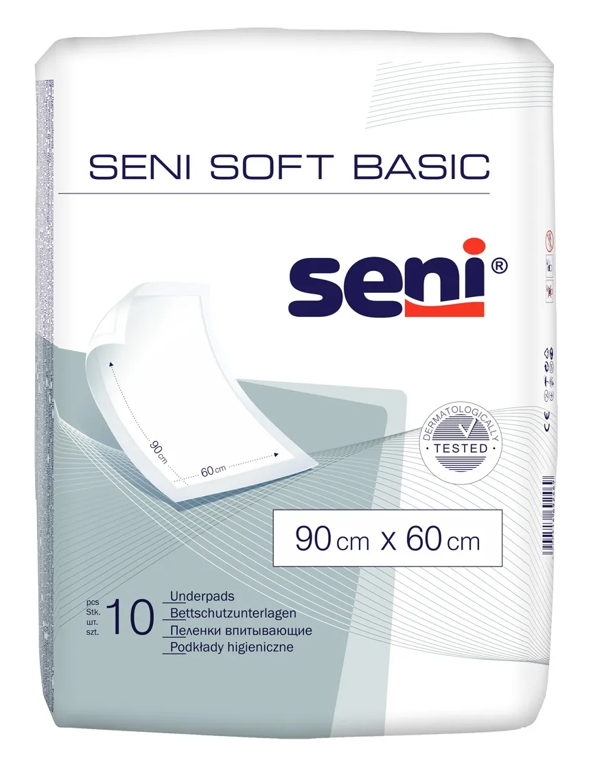 SENI SOFT BASIC absorbējošie paladziņi, 90x60 cm, 10 gab. - Produkta attēls 