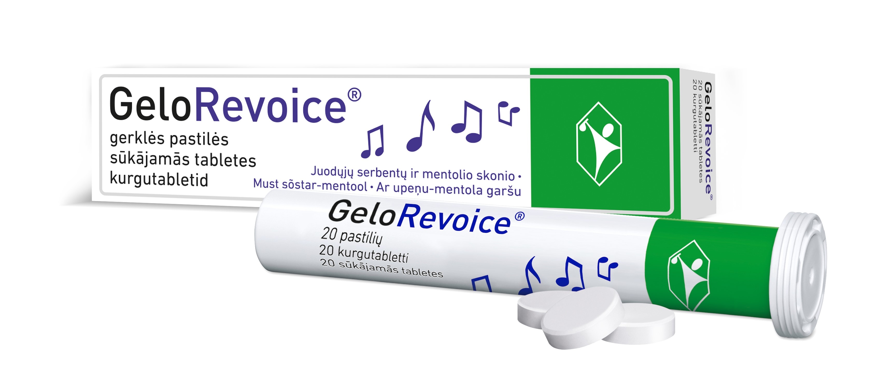 GELOREVOICE upeņu-mentola tabletes, 20 gab - Produkta attēls 