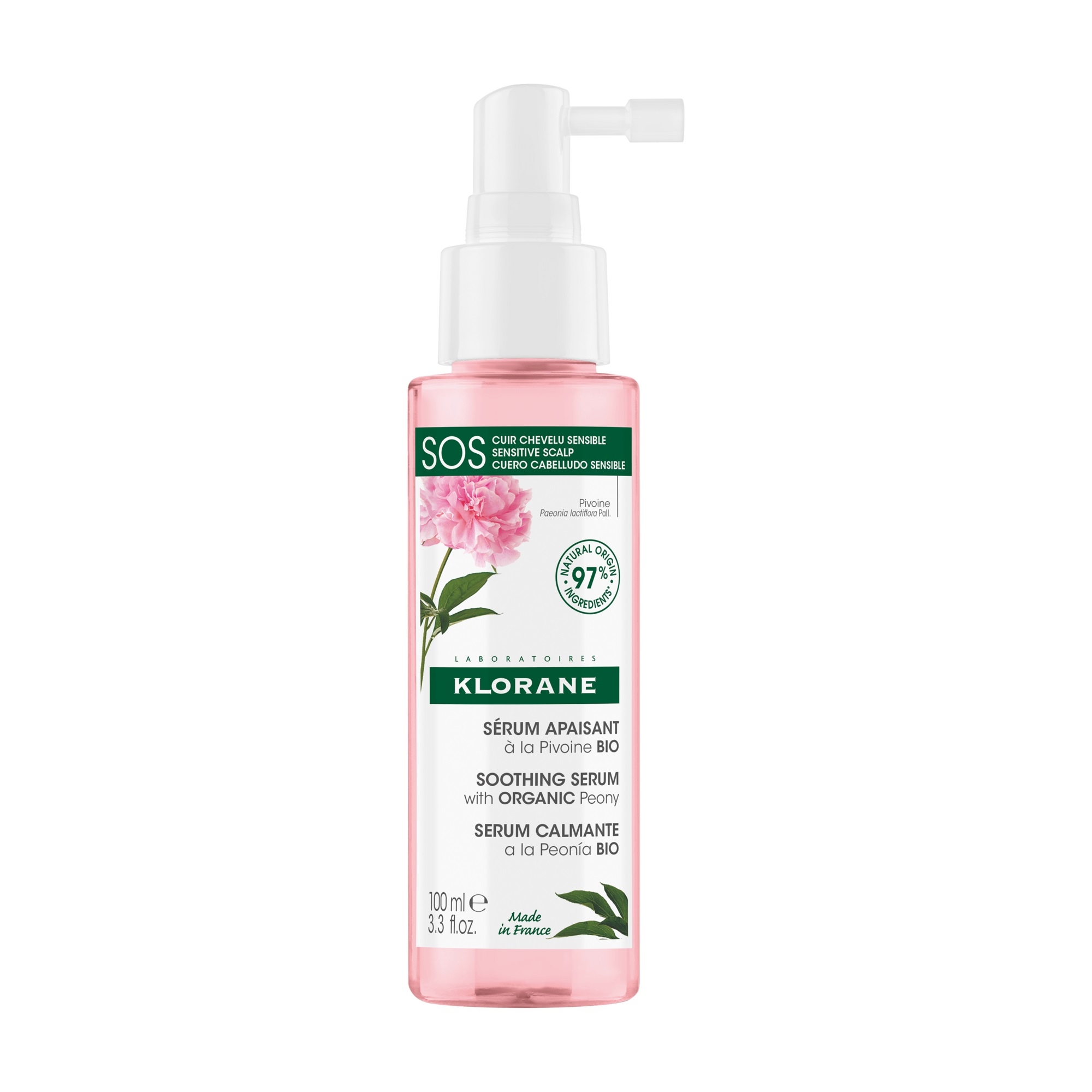 KLORANE SOS serums ar peonijām jūtīgai galvas ādai, 100ml - Produkta attēls 