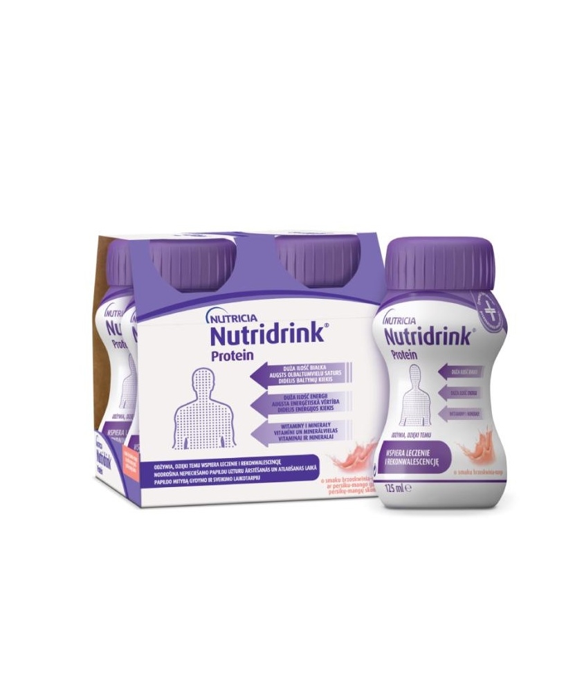 NUTRIDRINK Protein ar perskiju-mango garšu 125 ml, 4 gab - Produkta attēls 