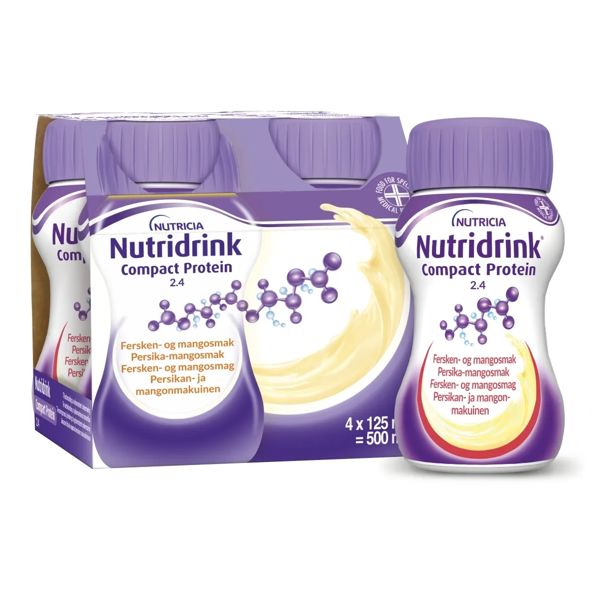 NUTRIDRINK Protein ar persiku-mango garšu 125 ml, 4 gab - Produkta attēls 