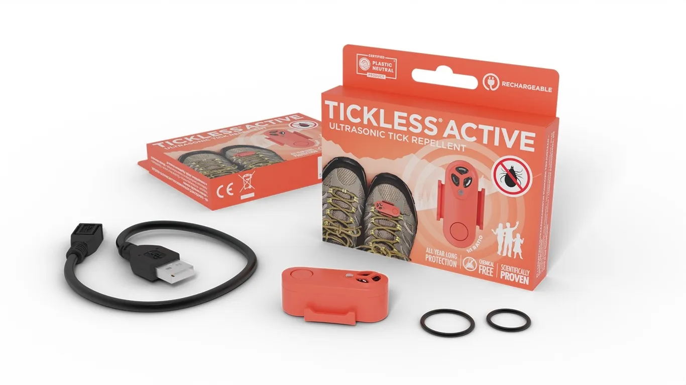 Tickless Active ultraskaņas repelenta ierīce, sarkana (USB lādējama) - Produkta attēls 