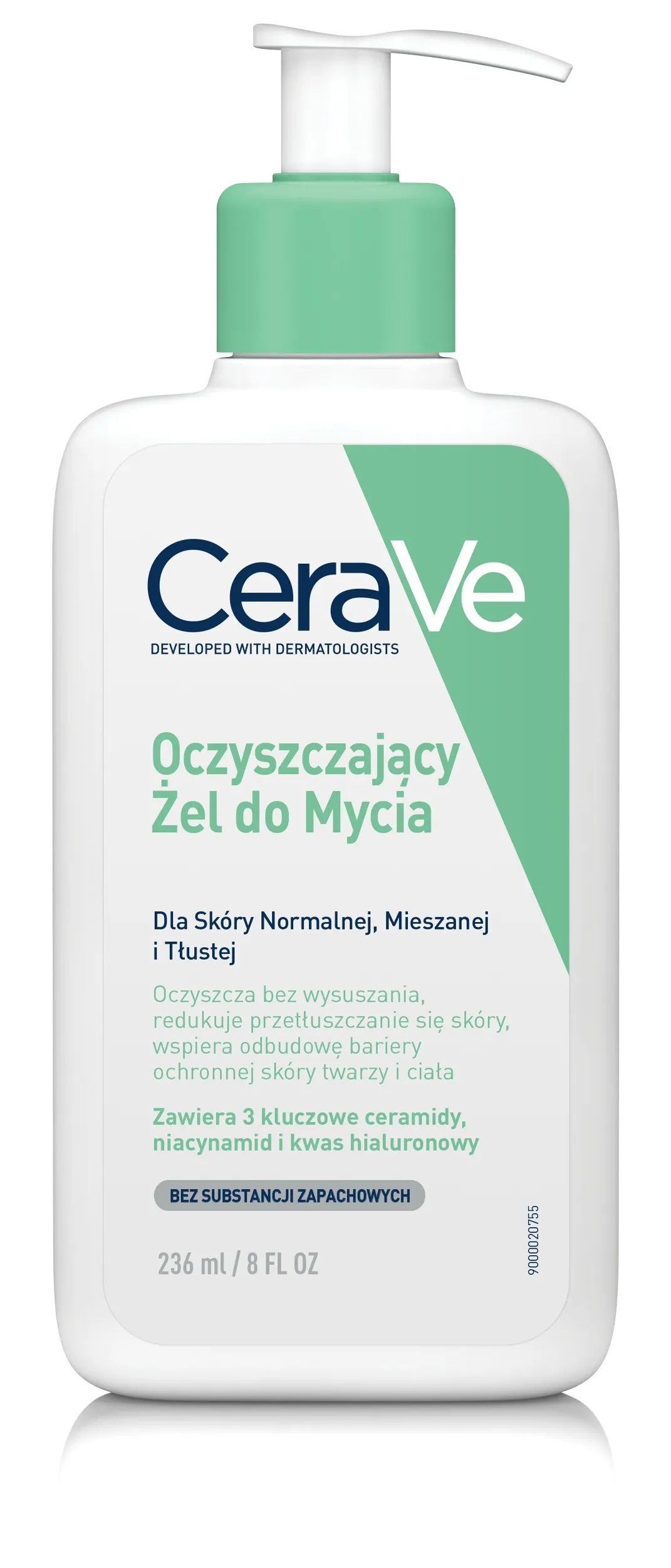 CERAVE attīrošs gels normālai, jauktai un taukainai ādai, 236 ml - Produkta attēls 
