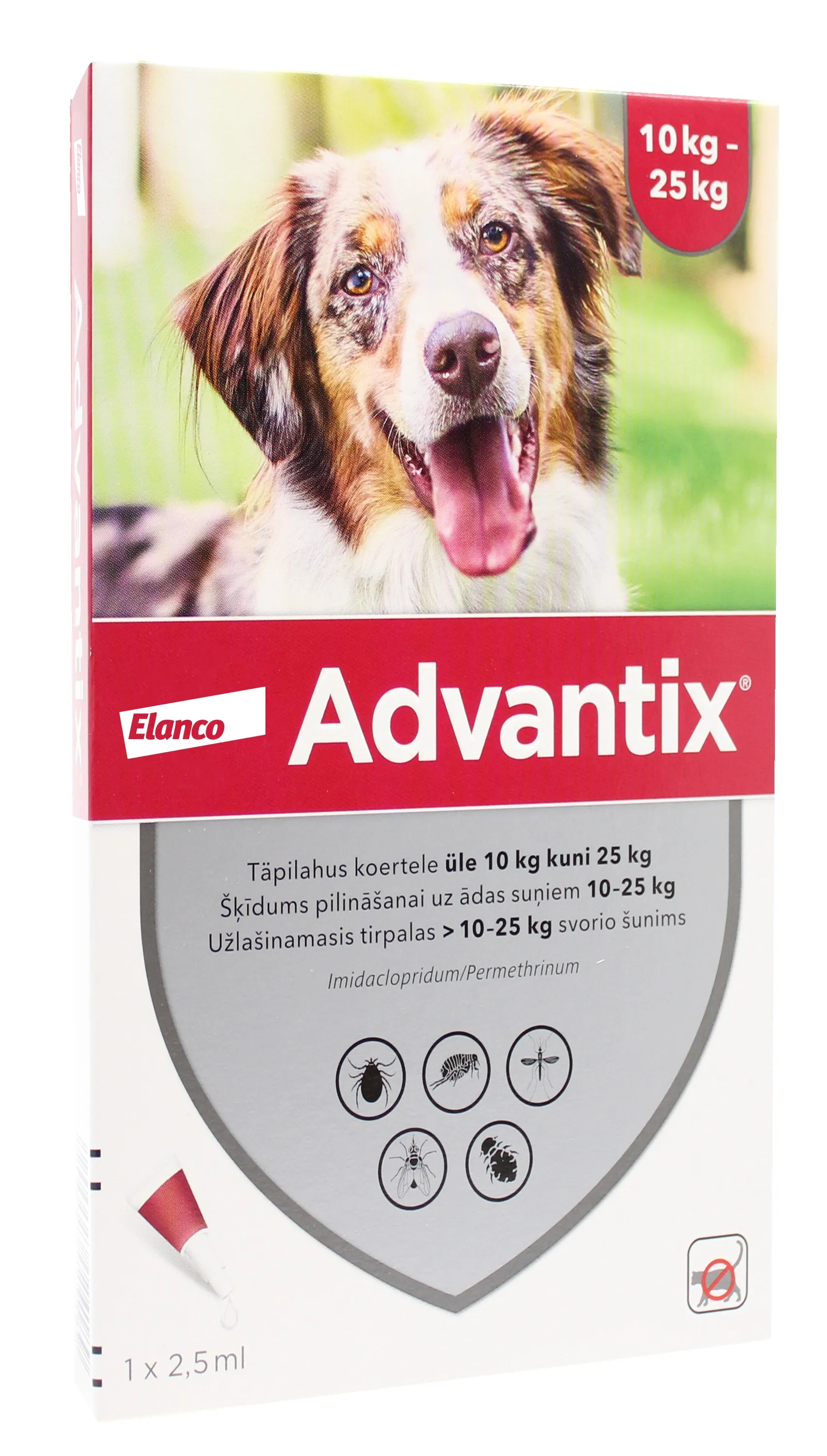 ADVANTIX 250/1250MG ŠĶĪD 2.5ML SUŅIEM 10-25KG N1 - Produkta attēls 