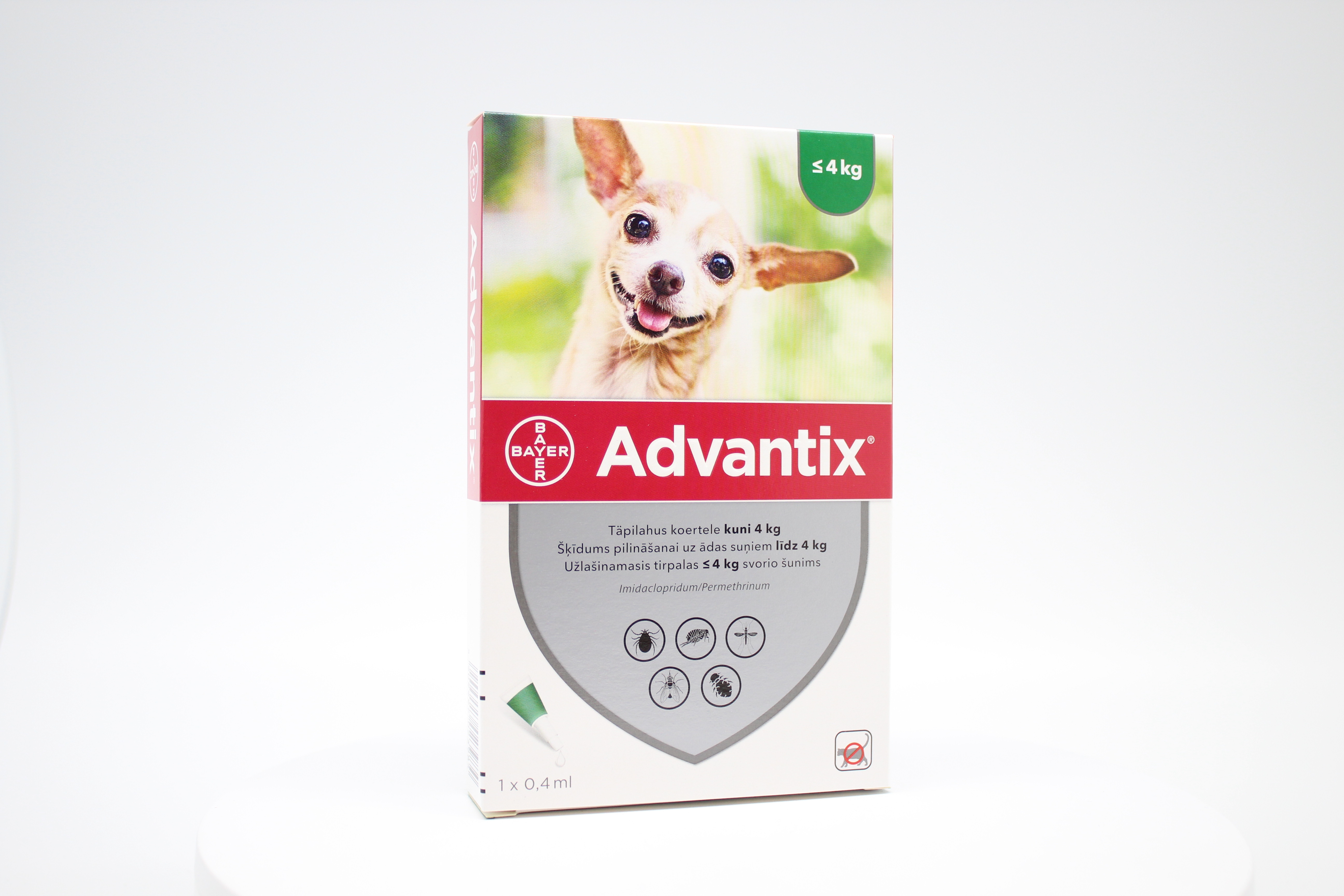ADVANTIX  40/200MG ŠĶĪD 0.4ML SUŅIEM LĪDZ 4KG N1 - Produkta attēls 