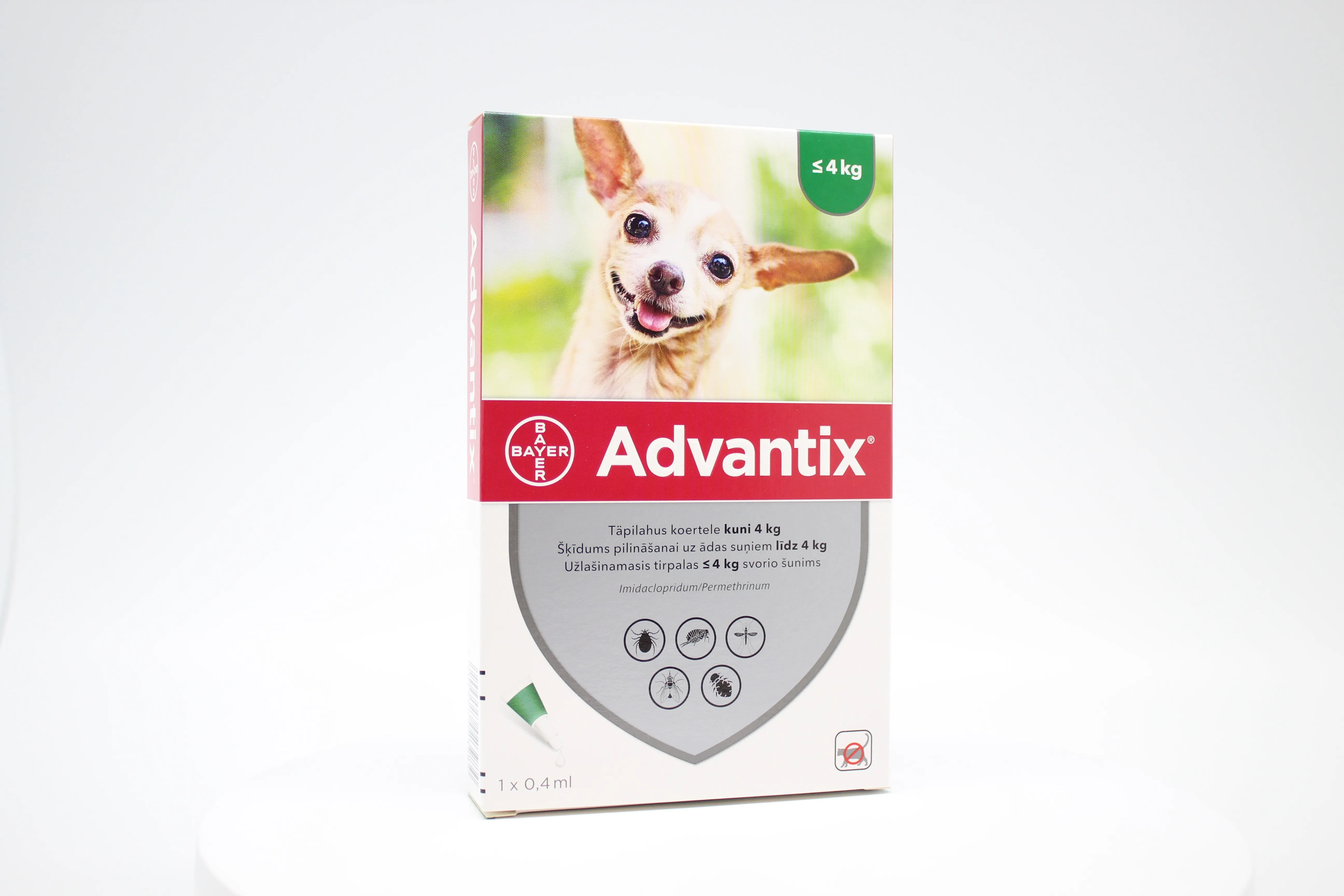 ADVANTIX  40/200MG ŠĶĪD 0.4ML SUŅIEM LĪDZ 4KG N1 - Produkta attēls 