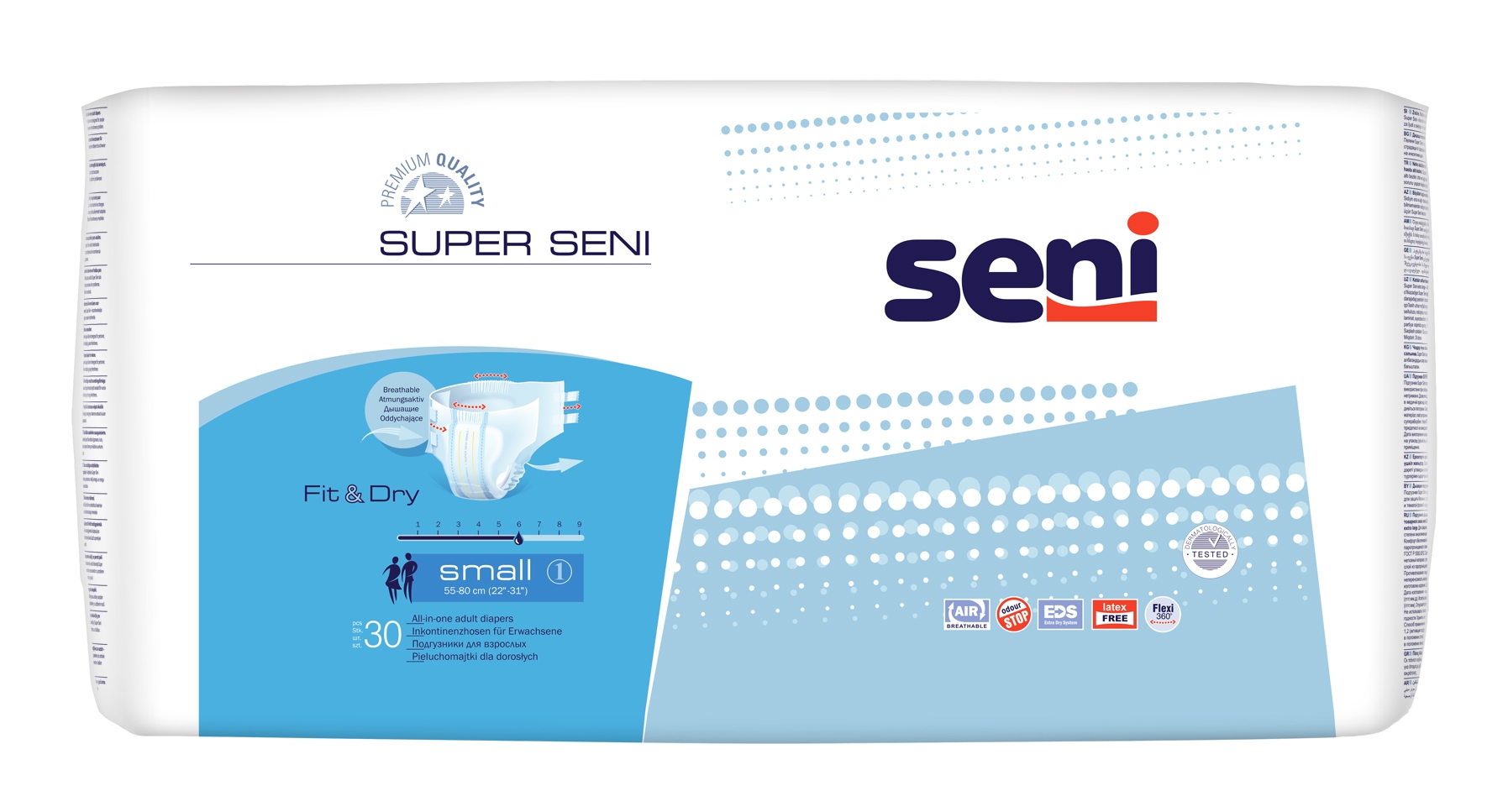 SENI SUPER PLUS autiņbikses pieaugušajiem, S izmērs (55-80 cm), 30 gab - Produkta attēls 