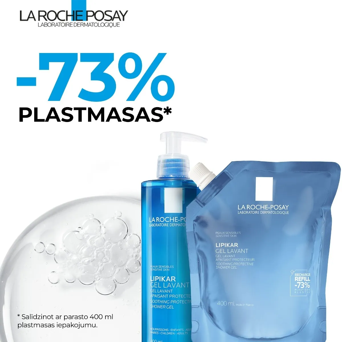 LA ROCHE-POSAY Lipikar Gel Lavant Refill dušas želeja, 400 ml - Produkta attēls 2