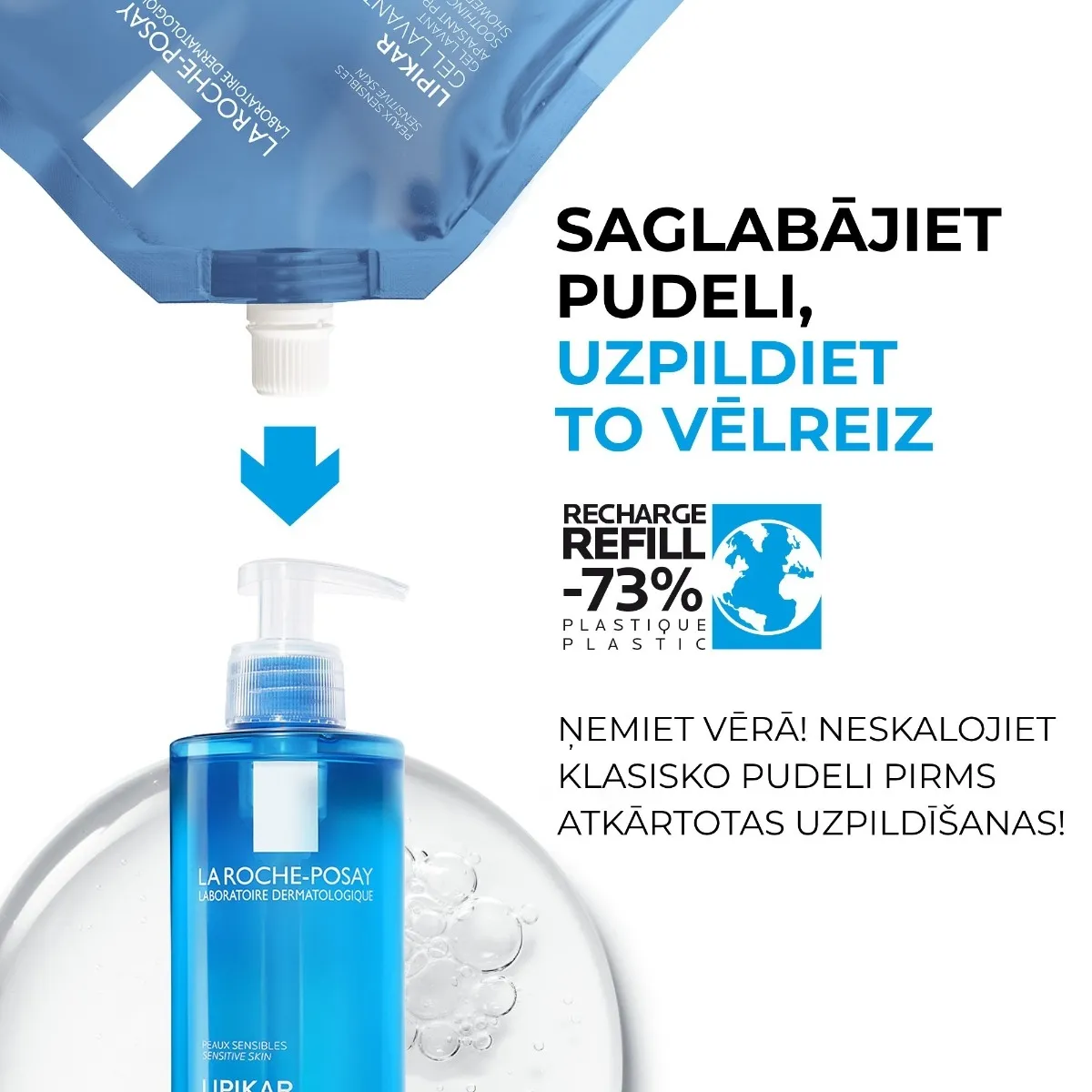 LA ROCHE-POSAY Lipikar Gel Lavant Refill dušas želeja, 400 ml - Produkta attēls 5