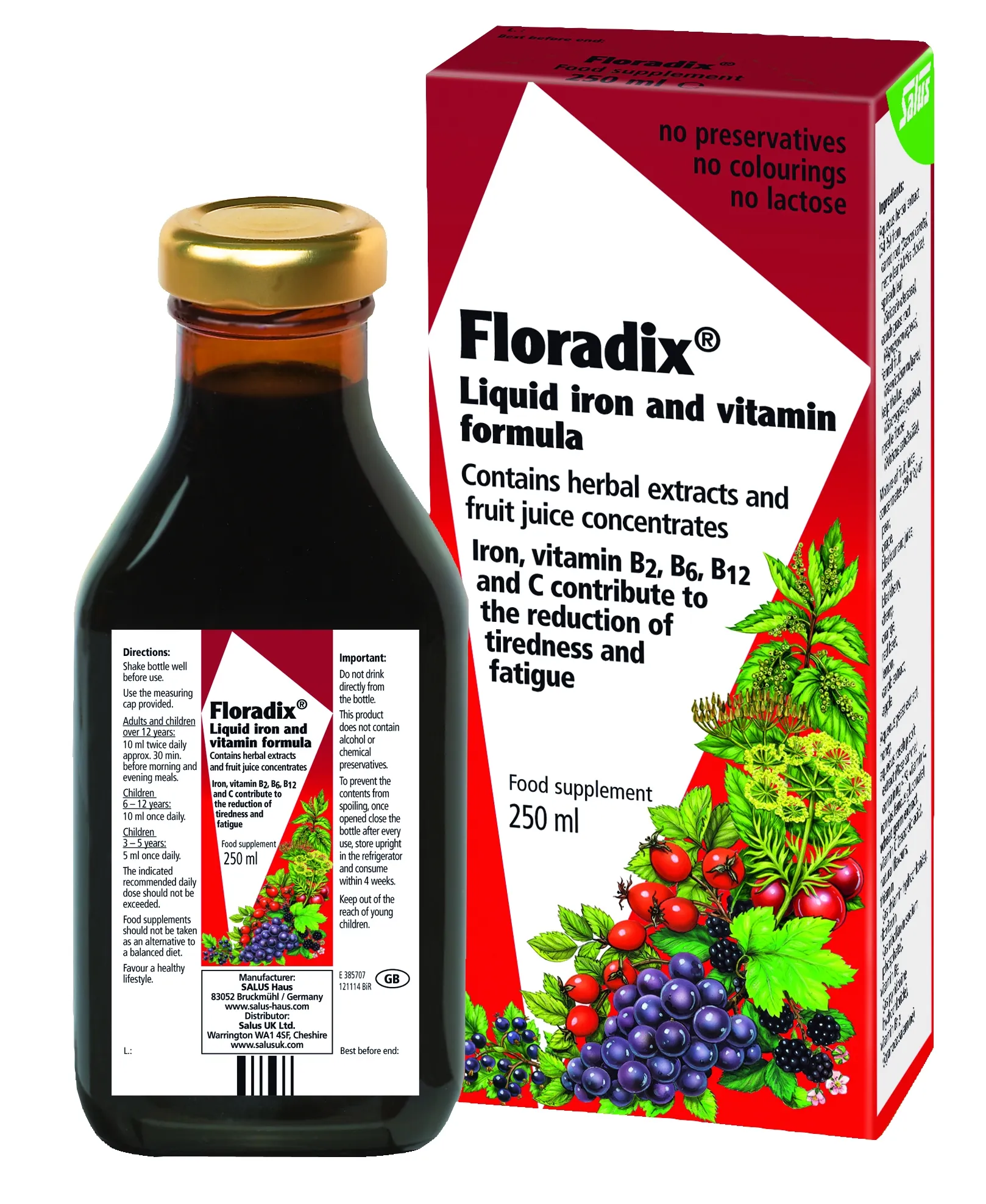 Floradix dzelzs, šķīdums 250 ml - Produkta attēls 