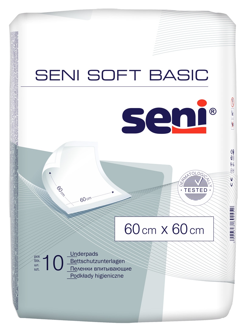 SENI SOFT BASIC absorbējošie paladziņi, 60x60 cm, 10 gab. - Produkta attēls 