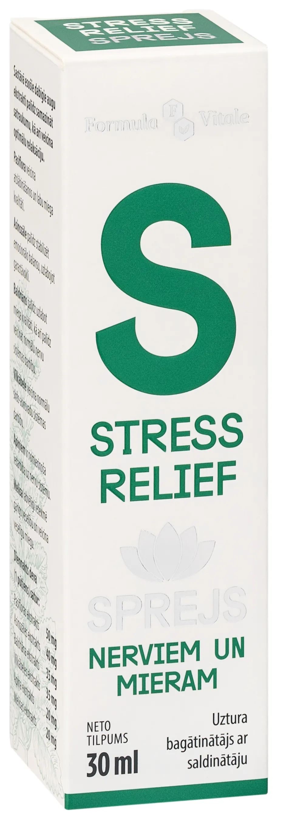FORMULA VITALE Stress Relief sprejs, 30ml - Produkta attēls 