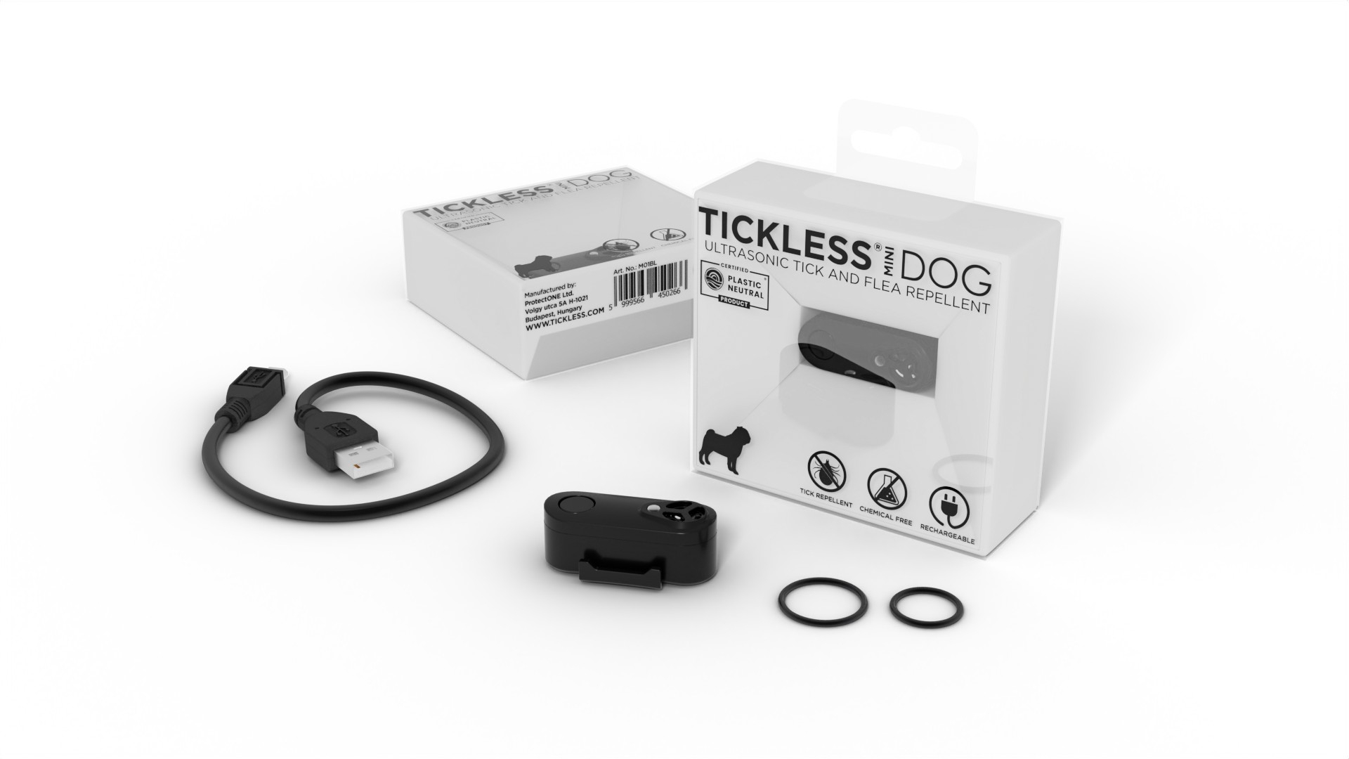 Tickless MINI Dog ultraskaņas repelenta ierīce, melna (USB lādējama) - Produkta attēls 