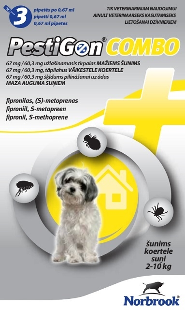 PESTIGON COMBO  67MG/60.3MG ŠĶĪD SUŅIEM (2-10KG) N3 - Produkta attēls 