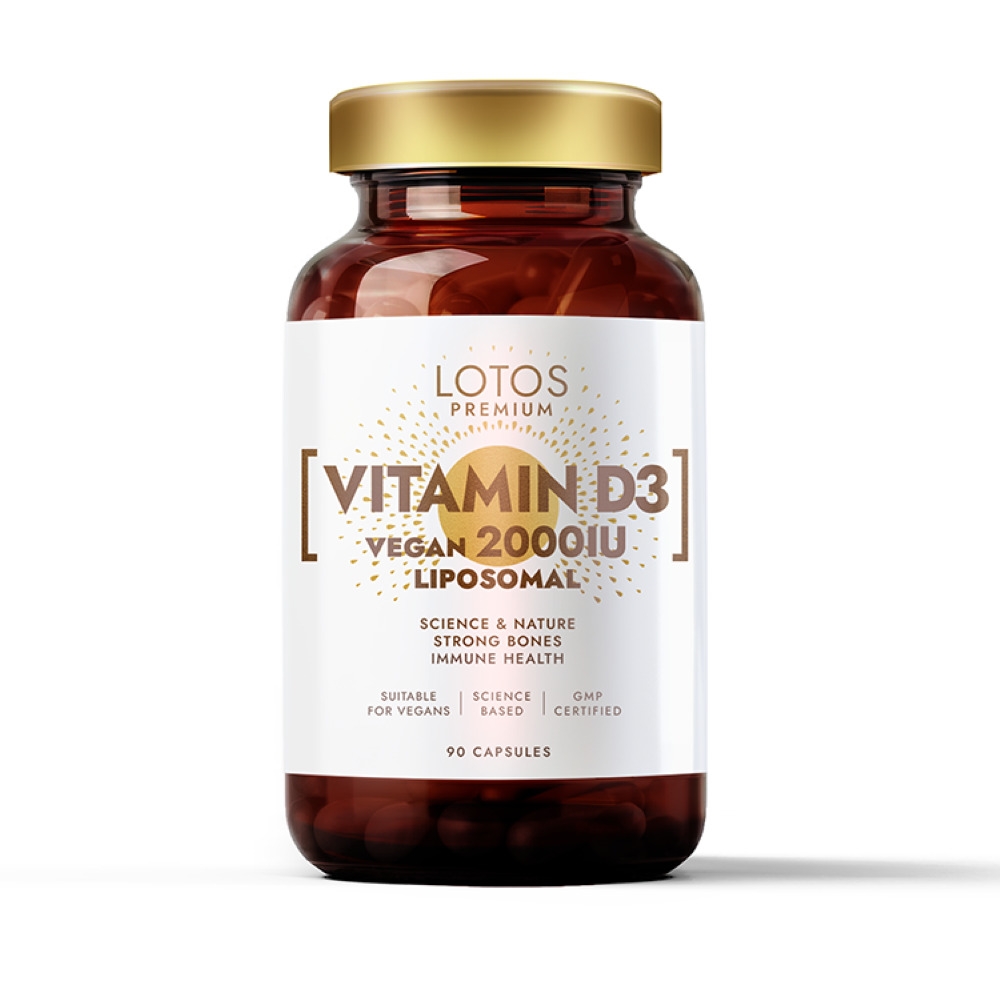 LOTOS PREMIUM Liposomal Vitamin D3 Vegan 2000IU, 90 kapsulas - Produkta attēls 