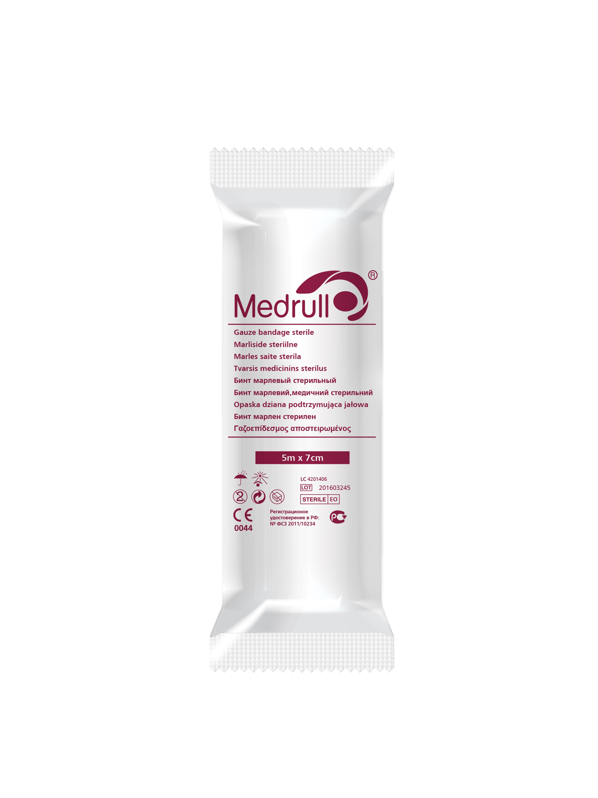 MEDRULL Saite marles sterila, 5 m x 7 cm - Produkta attēls 