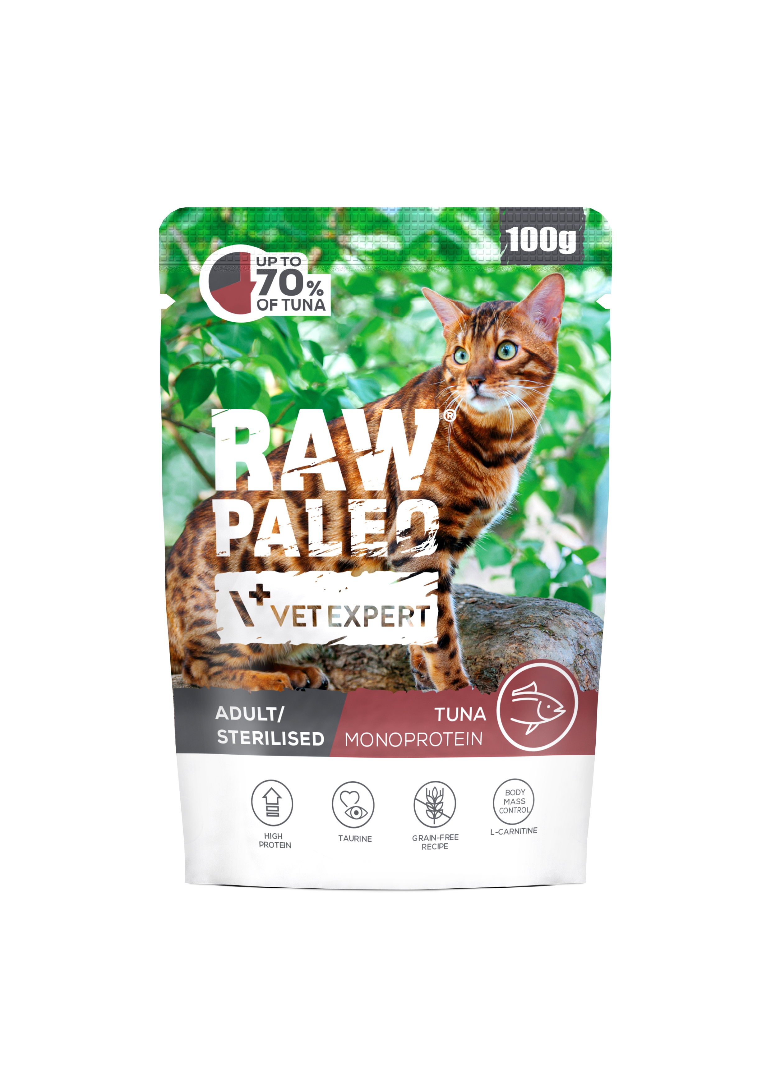 RAW PALEO KAĶU PAC STERILISED TUNCIS 100G - Produkta attēls 