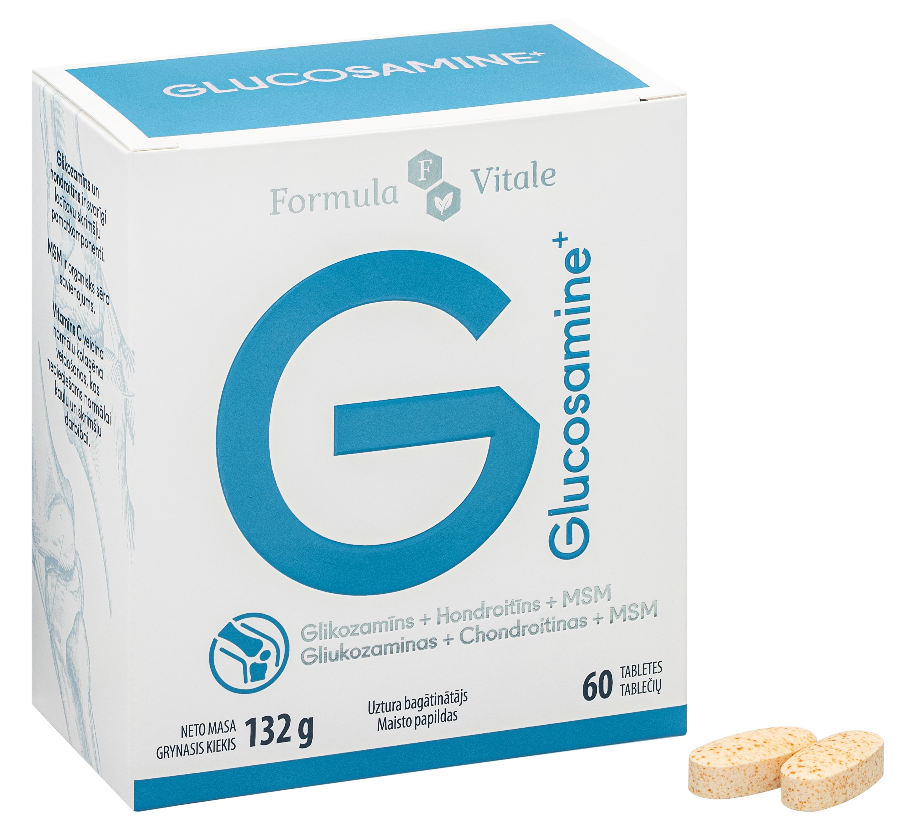 FORMULA VITALE Glucosamine+ tabletes, 60 gab. - Produkta attēls 