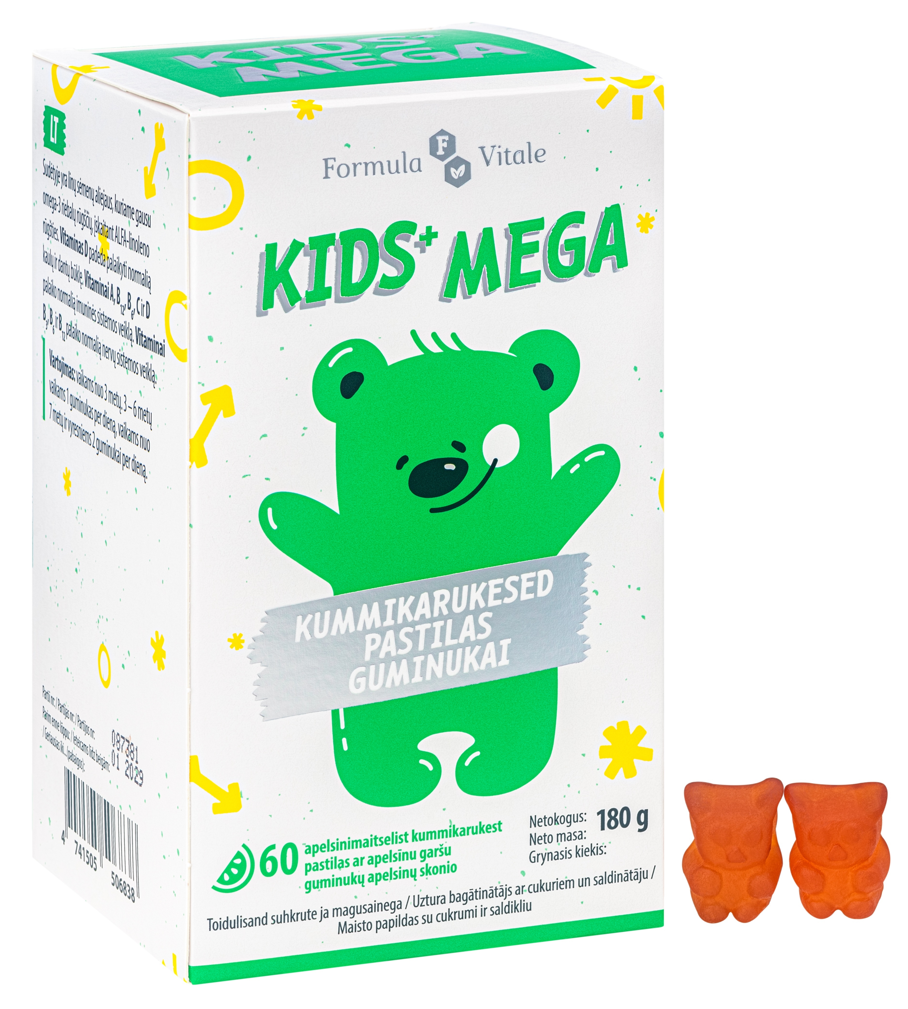 FORMULA VITALE Kids+ Mega linsēklu eļļas lācīšu pastilas, 60 gab. - Produkta attēls 