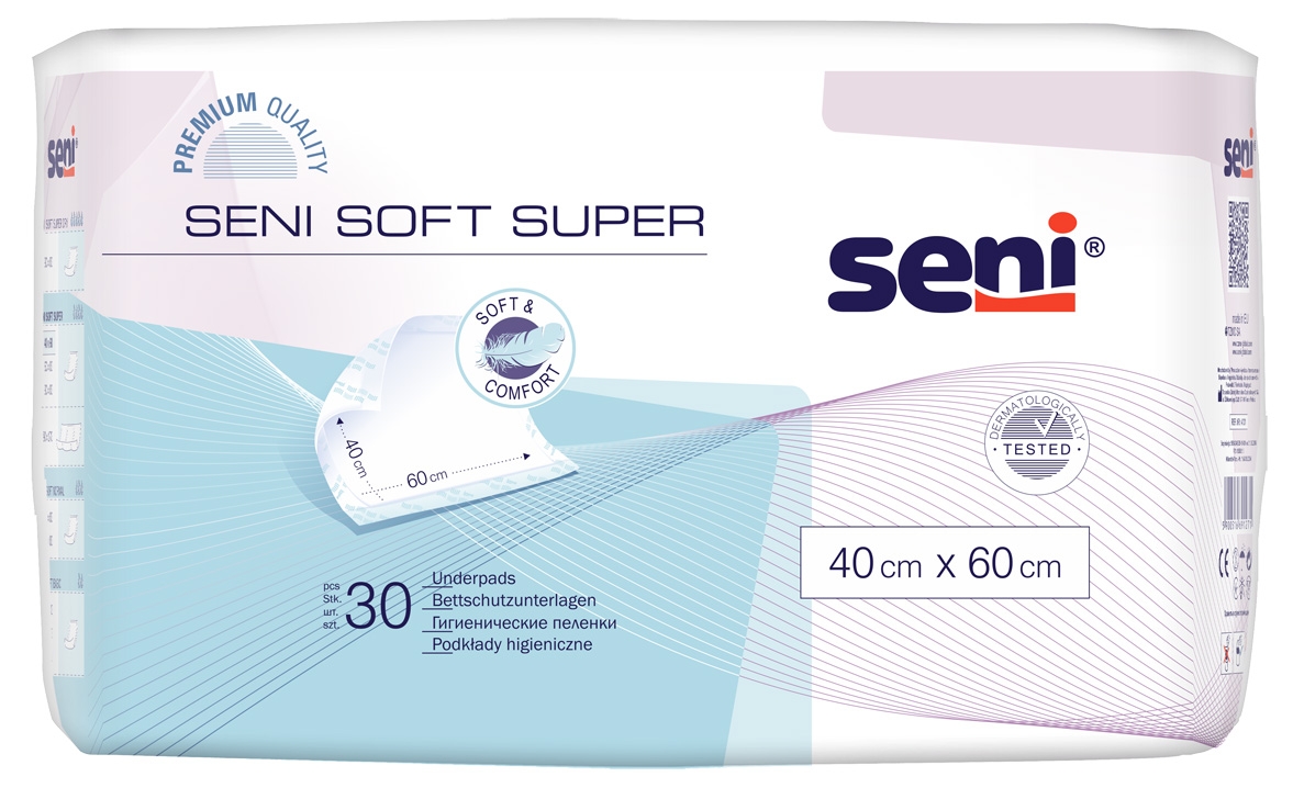 SENI SOFT SUPER absorbējošie paladziņi, 40x60 cm, 30 gab. - Produkta attēls 