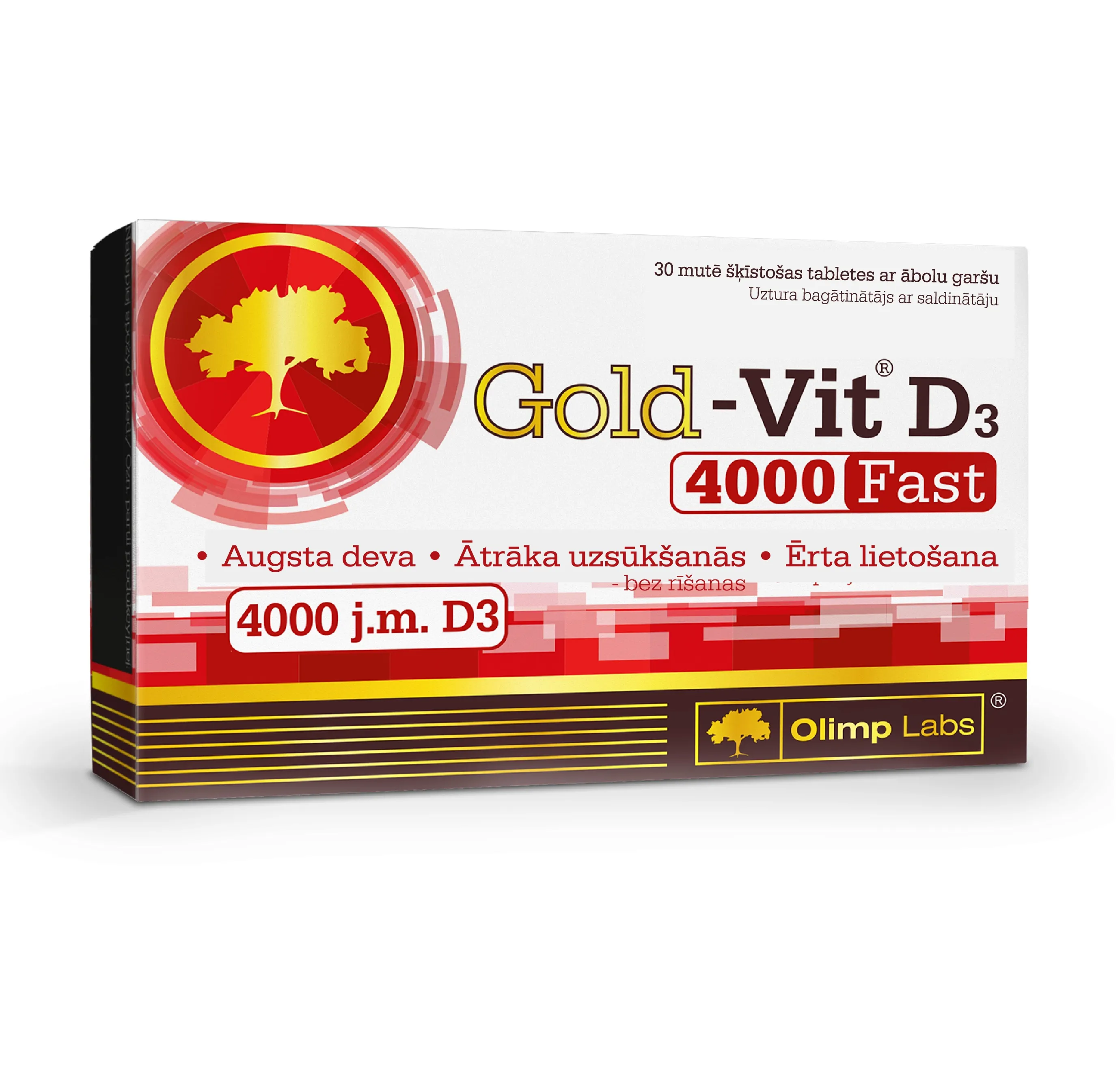 OLIMPLABS Gold Vit. D3 4000 Fast tabletes, 30 gab - Produkta attēls 