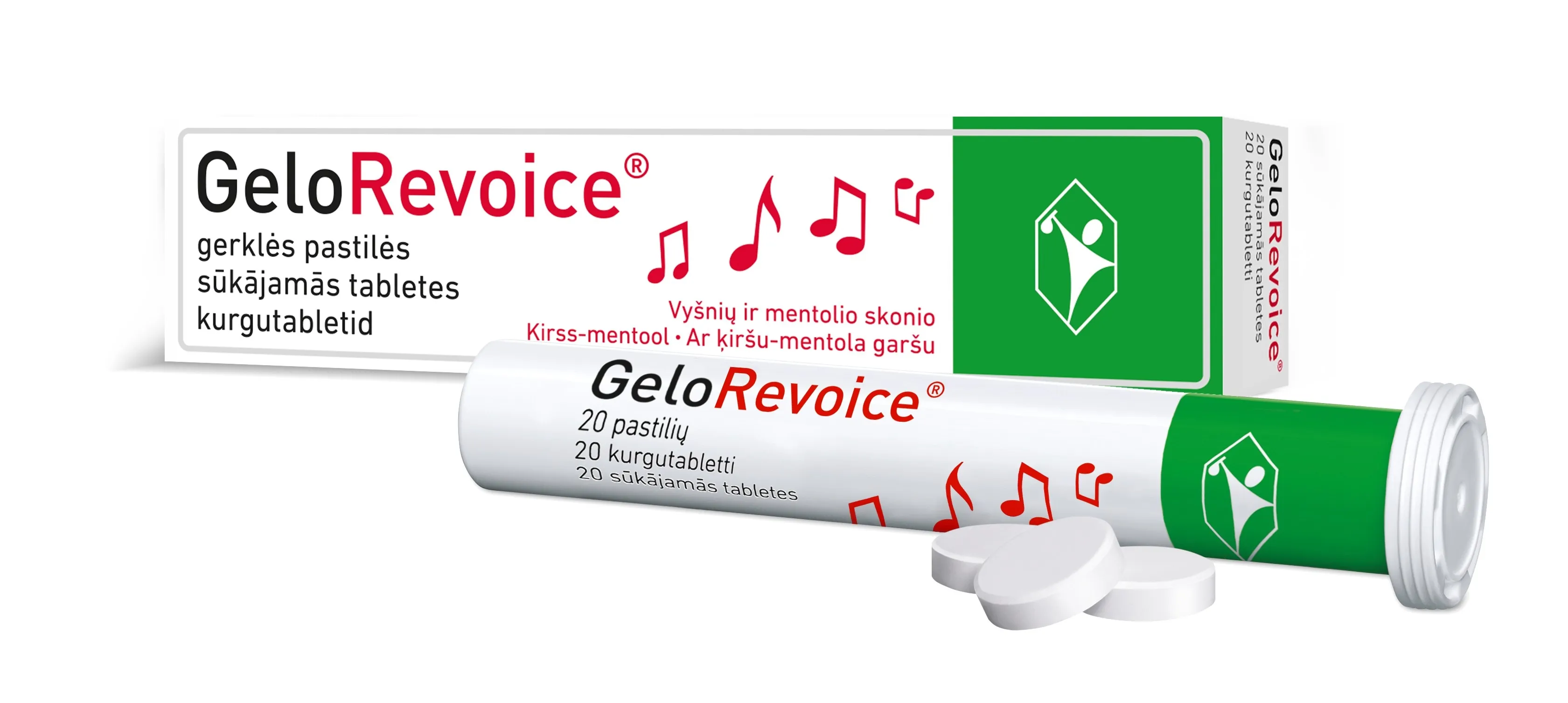 GELOREVOICE ķiršu-mentola tabletes, 20 gab - Produkta attēls 