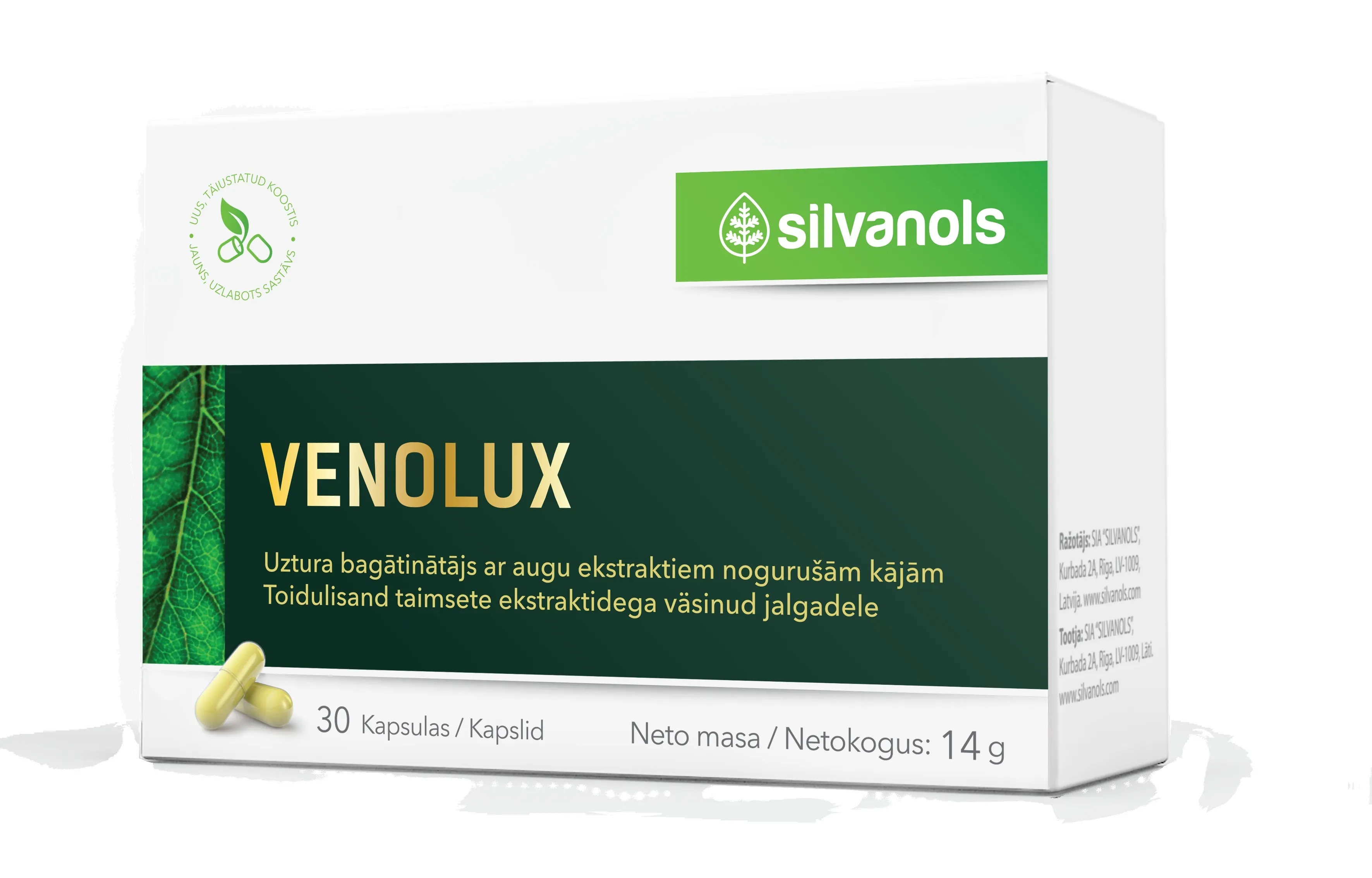 SILVANOLS Venolux kapsulas, 30 gab. - Produkta attēls 