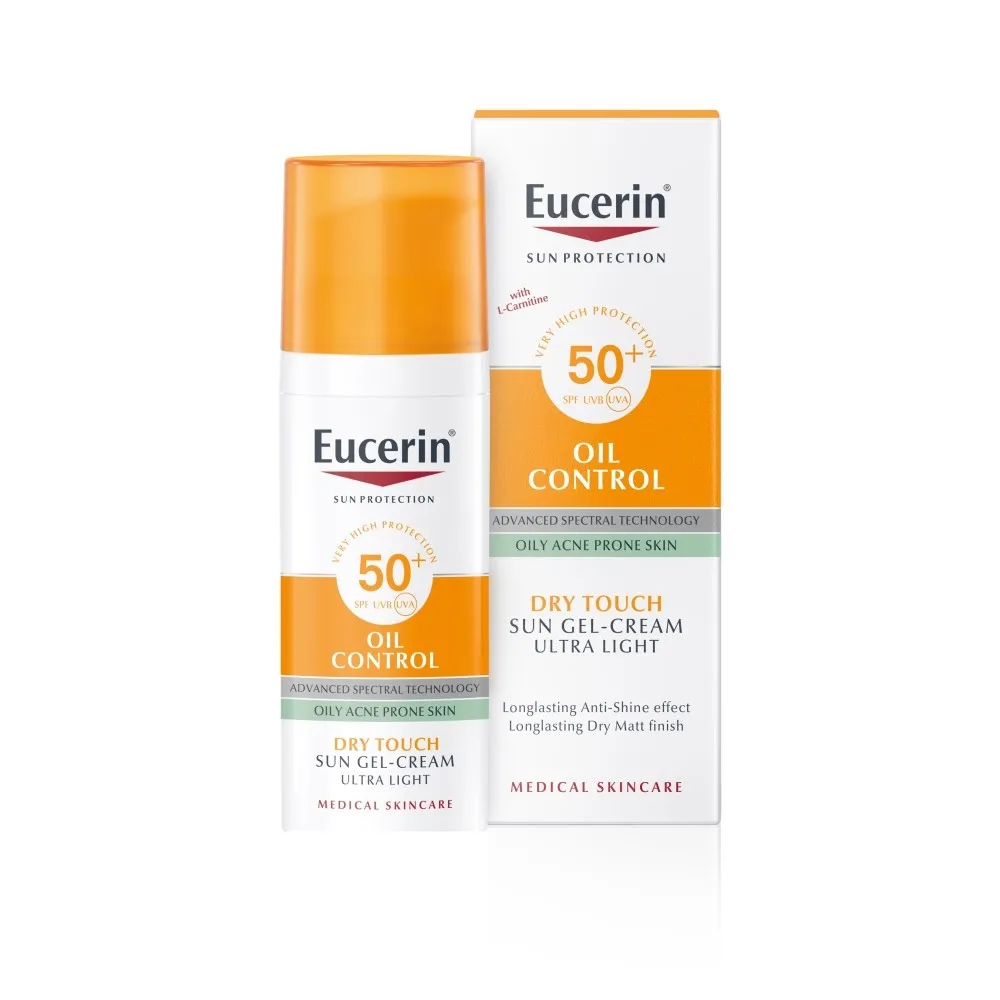 Eucerin Sun Oil Control Dry Touch gelveida sauļošanās aizsarglīdzeklis sejai SPF50+, 50 ml - Produkta attēls 