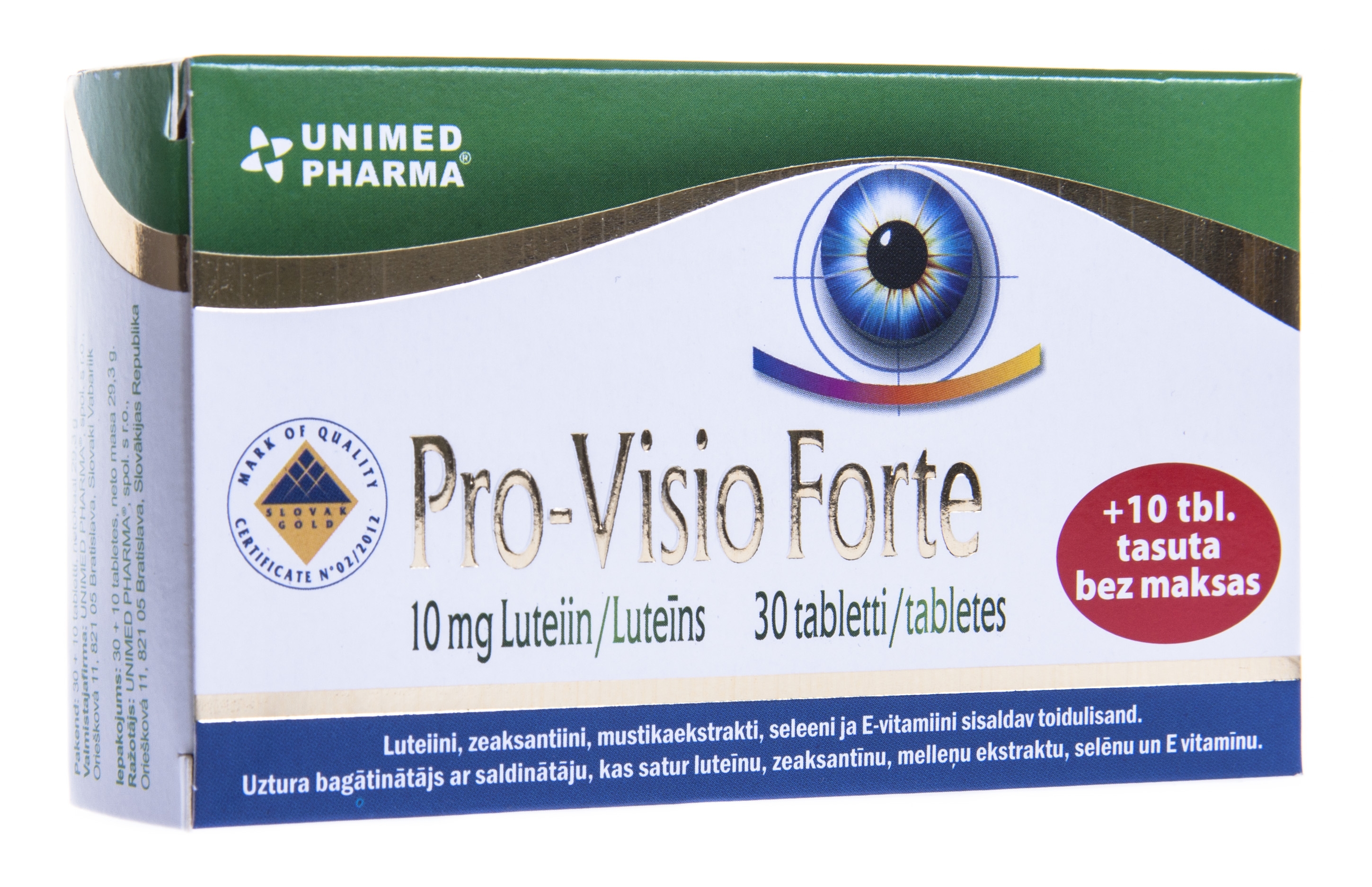 PRO-VISIO Forte tabletes , 30 gab. + 10 gab. - Produkta attēls 
