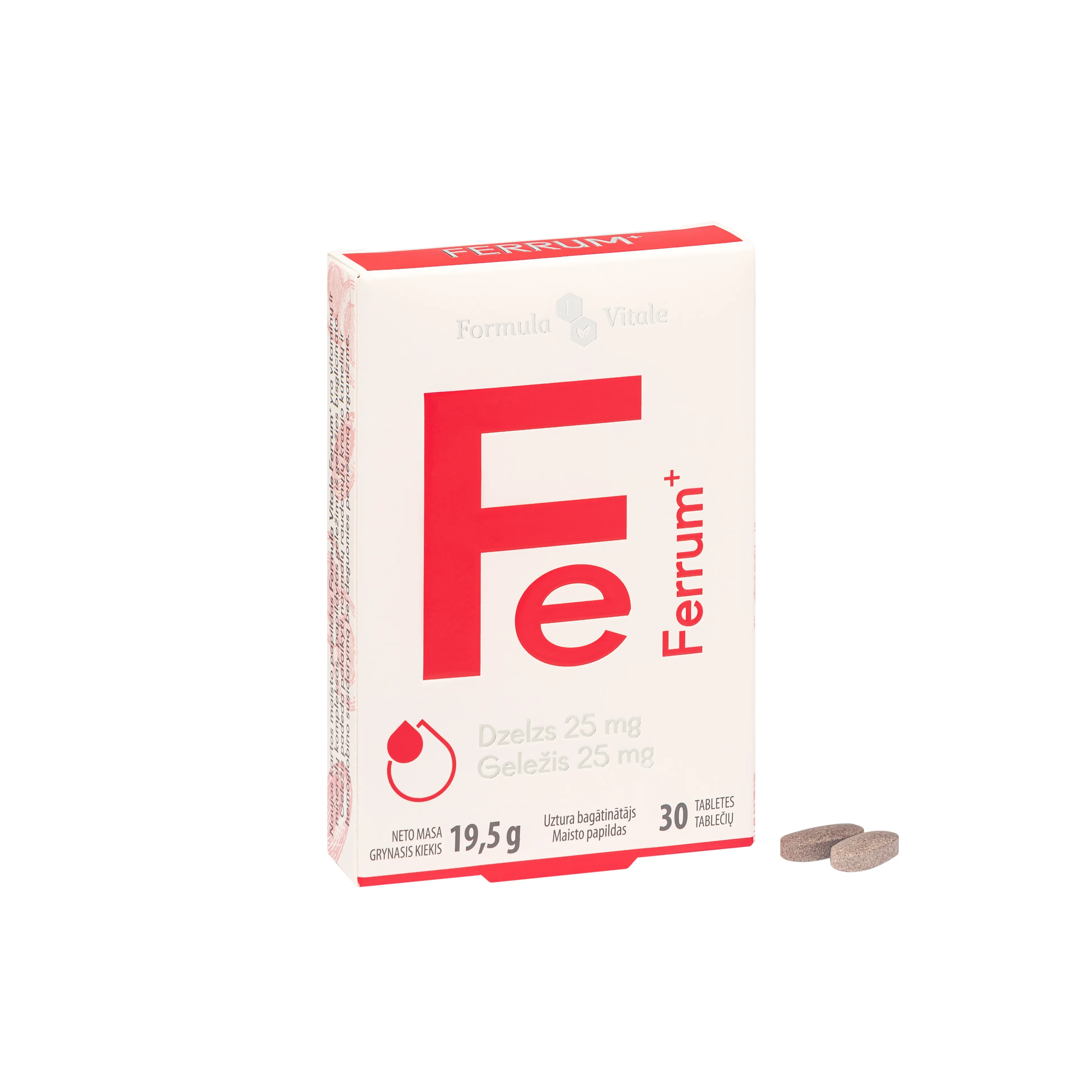 FORMULA VITALE Ferrum 25mg tabletes, 30 gab. - Produkta attēls 