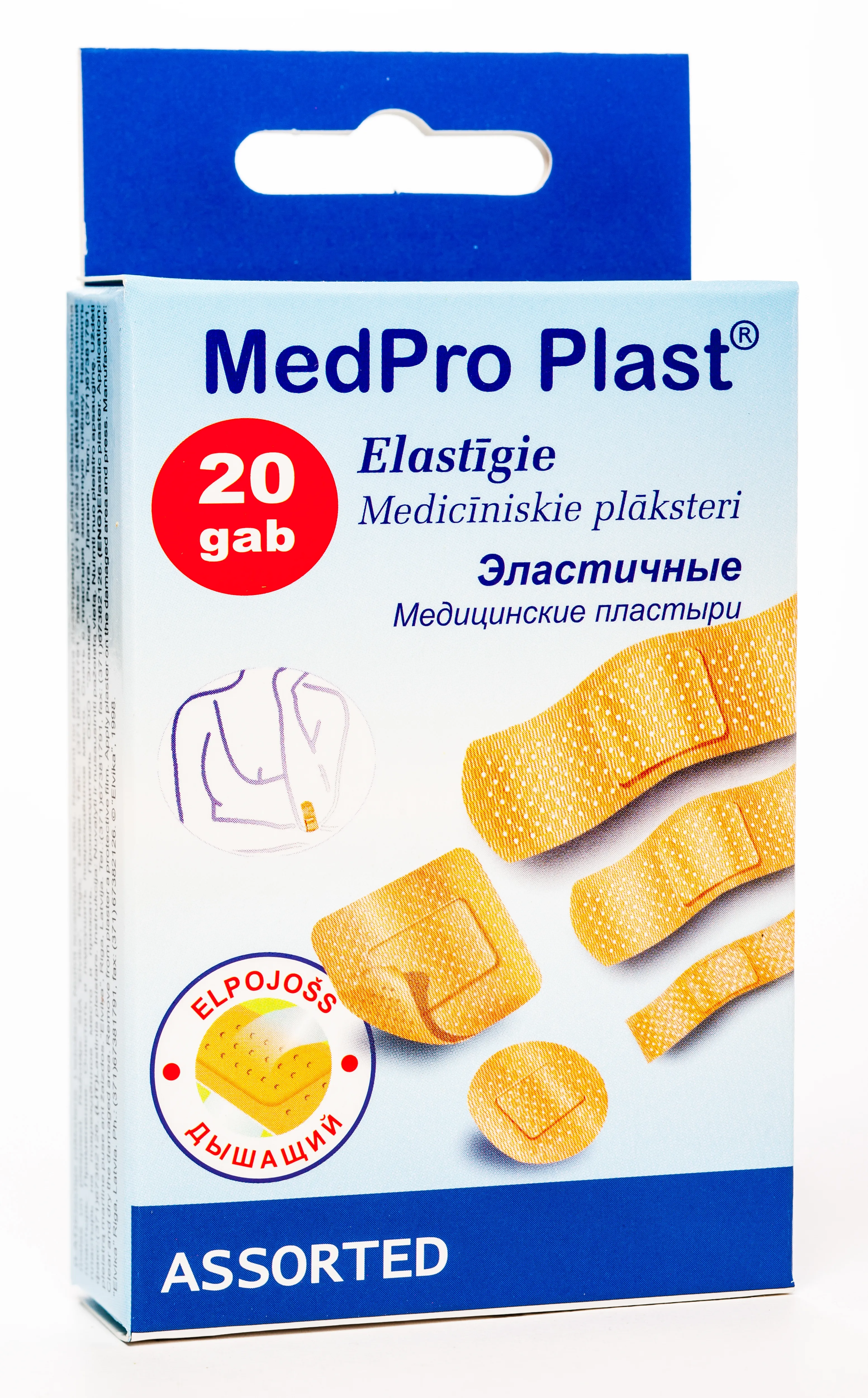 PLĀKSTERI MEDPRO PLAST ASORTI N20 ELASTĪGI - Produkta attēls 