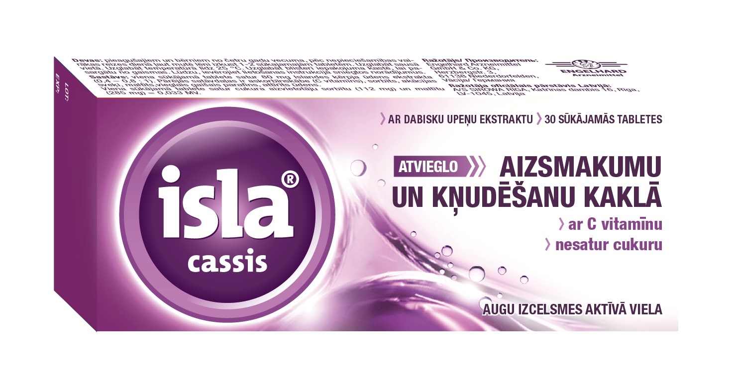 ISLA® Cassis sūkājamās tabletes, 30 gab. - Produkta attēls 