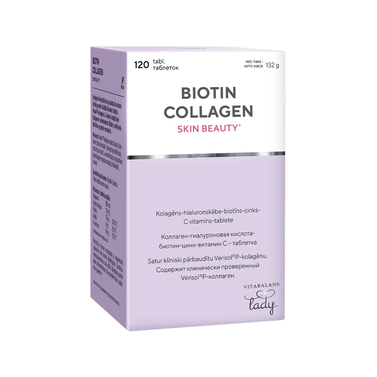 BIOTIN COLLAGEN Skin Beauty tabletes, 120 gab - Produkta attēls 
