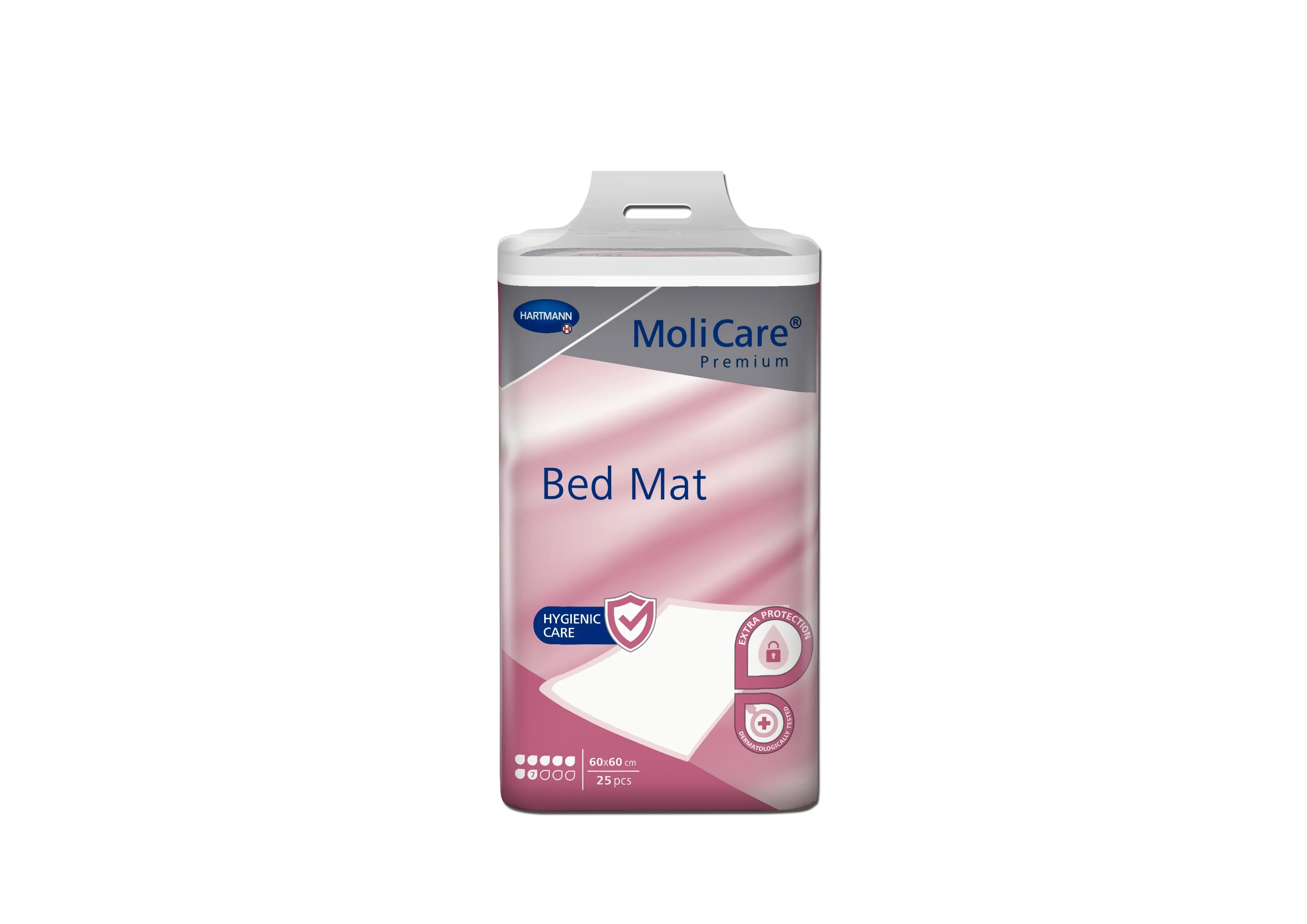 MOLICARE Prem Bed Mat palagi (7 piles, 60 x 60 cm), 25 gab - Produkta attēls 
