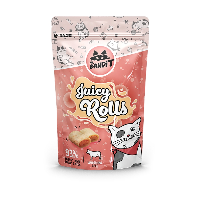 MR.BANDIT CAT MĪKSTI RULLĪŠI AR LIELLOPA PILDĪJUMU 40G - Produkta attēls 