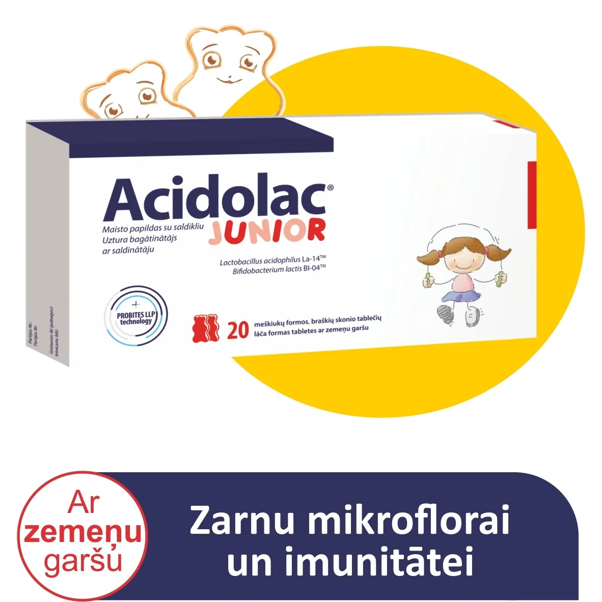 ACIDOLAC® Junior ar zemeņu garšu tabletes, 20 gab. - Produkta attēls 5