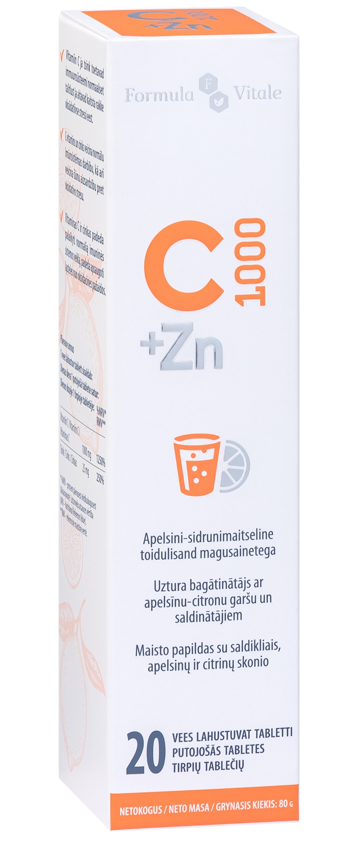 FORMULA VITALE C+Zn putojošas tabletes, 20 gab. - Produkta attēls 