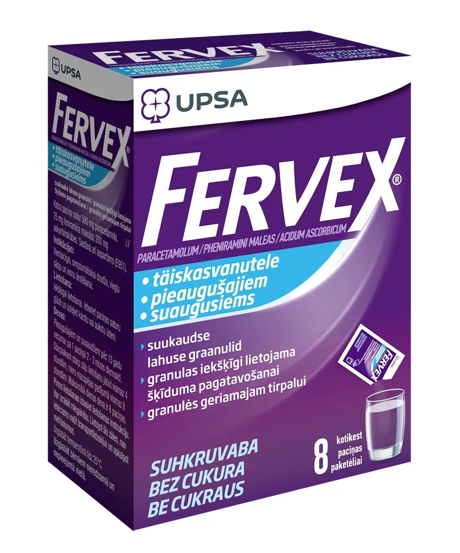 FERVEX PIEAUGUŠAJIEM BEZ CUKURA GRAN. ŠĶĪD PAGATAVOŠANAI PULV N8 - Produkta attēls 