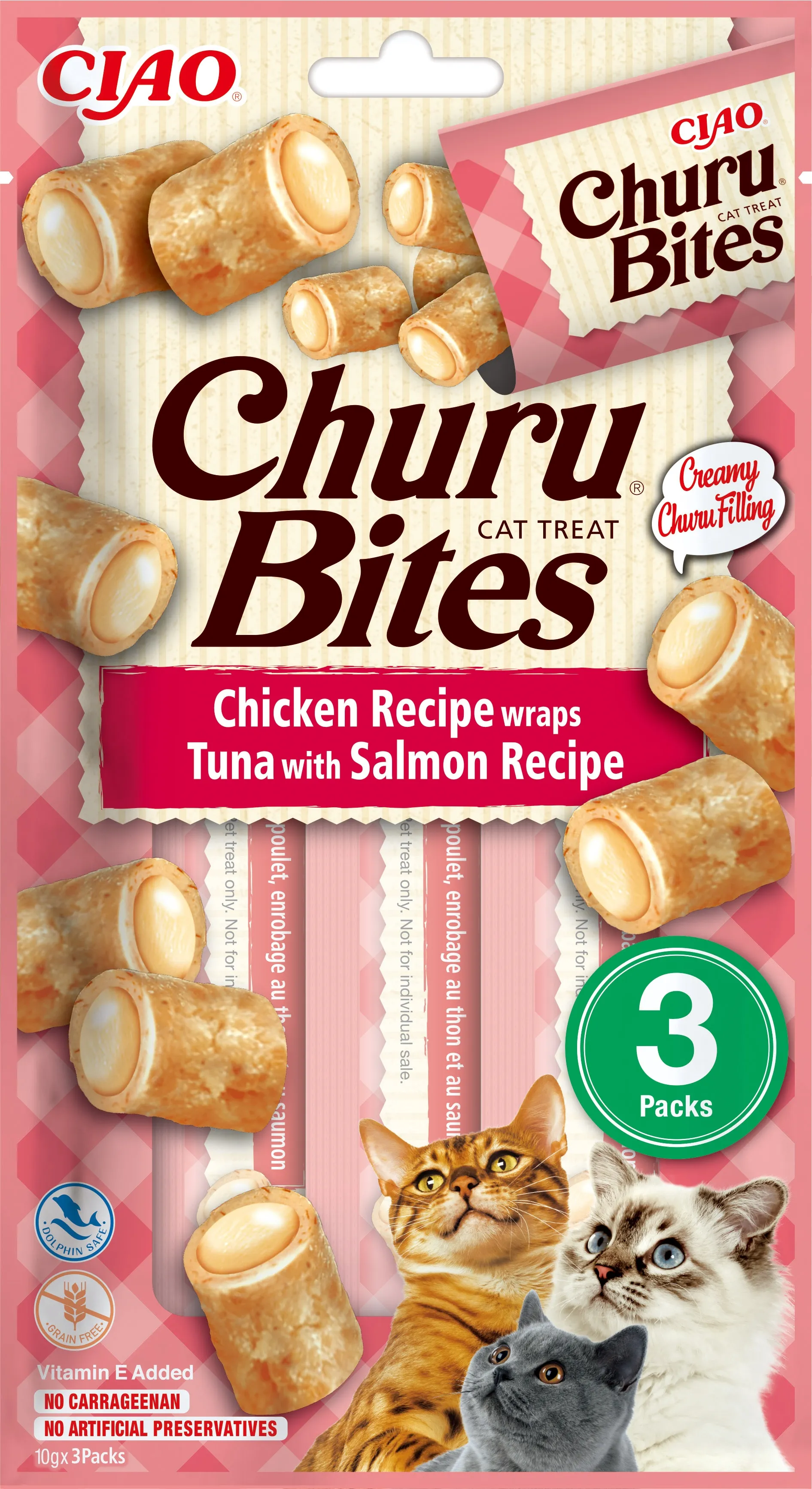 Churu Bites rullīši kaķiem, vista ar tunci&lasi 30g (10gx3) N12 - Produkta attēls 