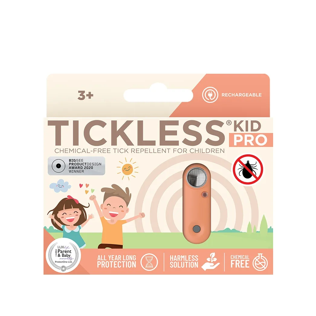 Tickless KID PRO ultraskaņas repelenta ierīce, persiku (USB lādējama) - Produkta attēls 