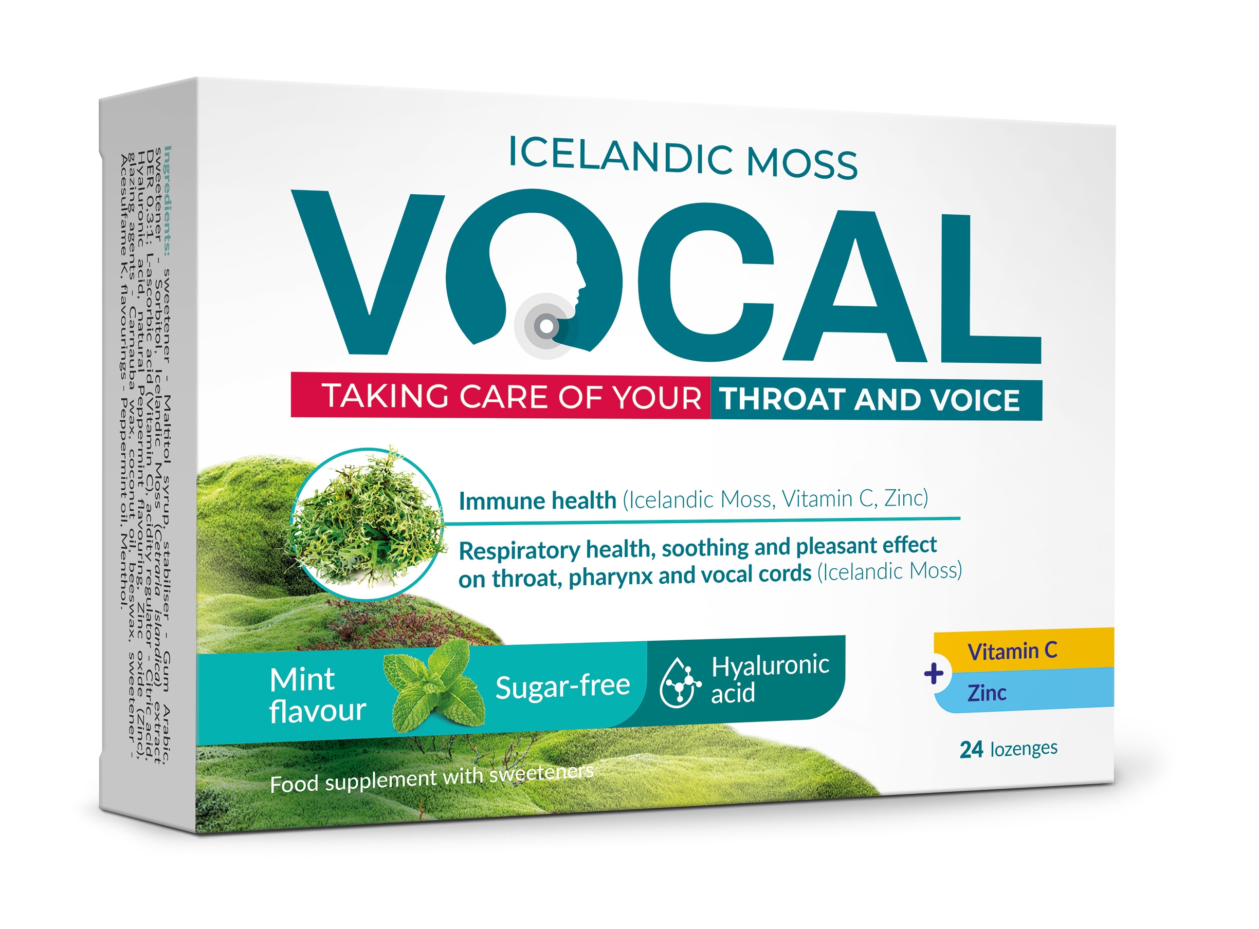 VOCAL sūkājamās pastilas ar piparmētru garšu, 24 gab. - Produkta attēls 