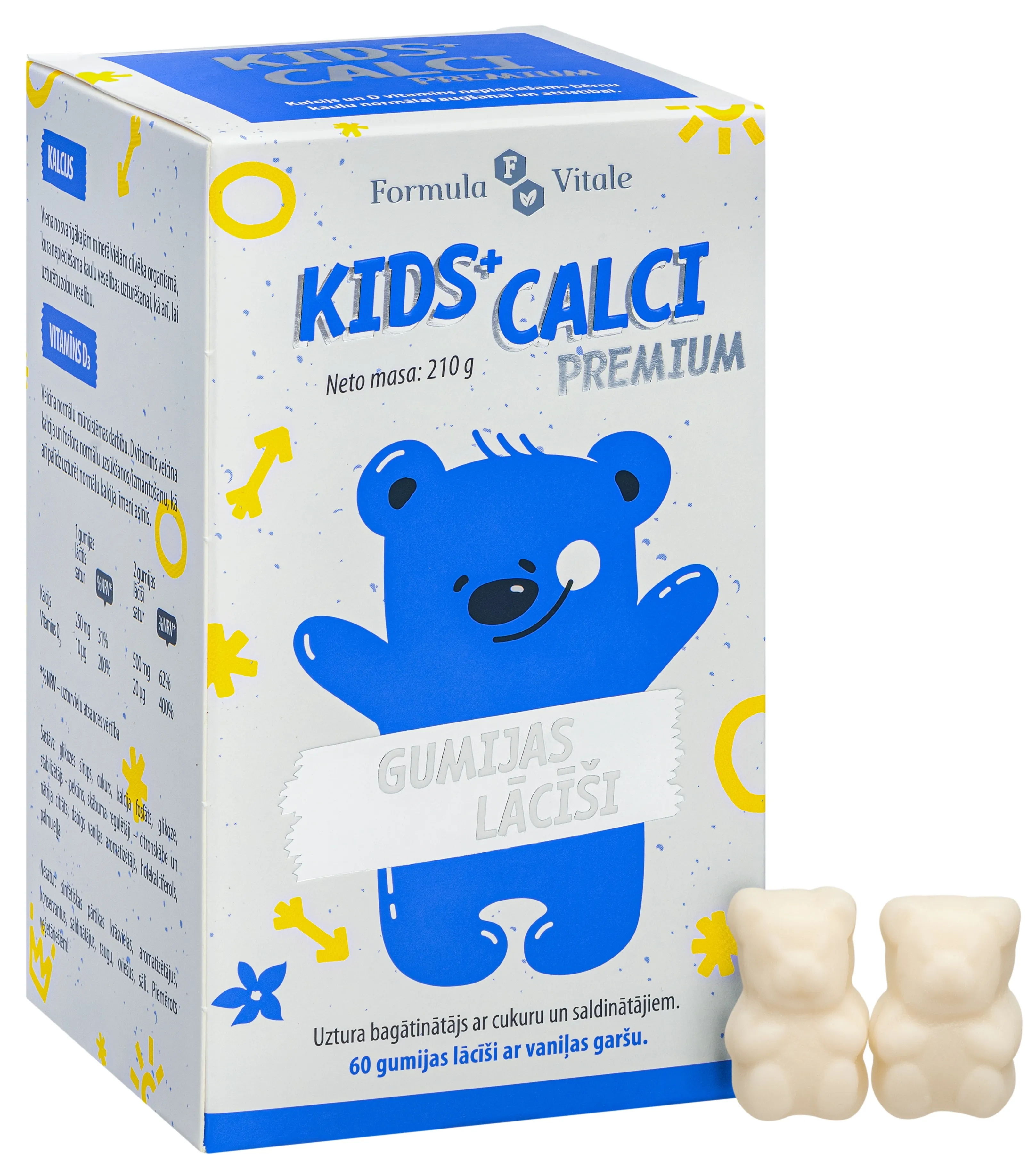 FORMULA VITALE Kids+ Calci Premium lācīšu pastilas, 60 gab. - Produkta attēls 