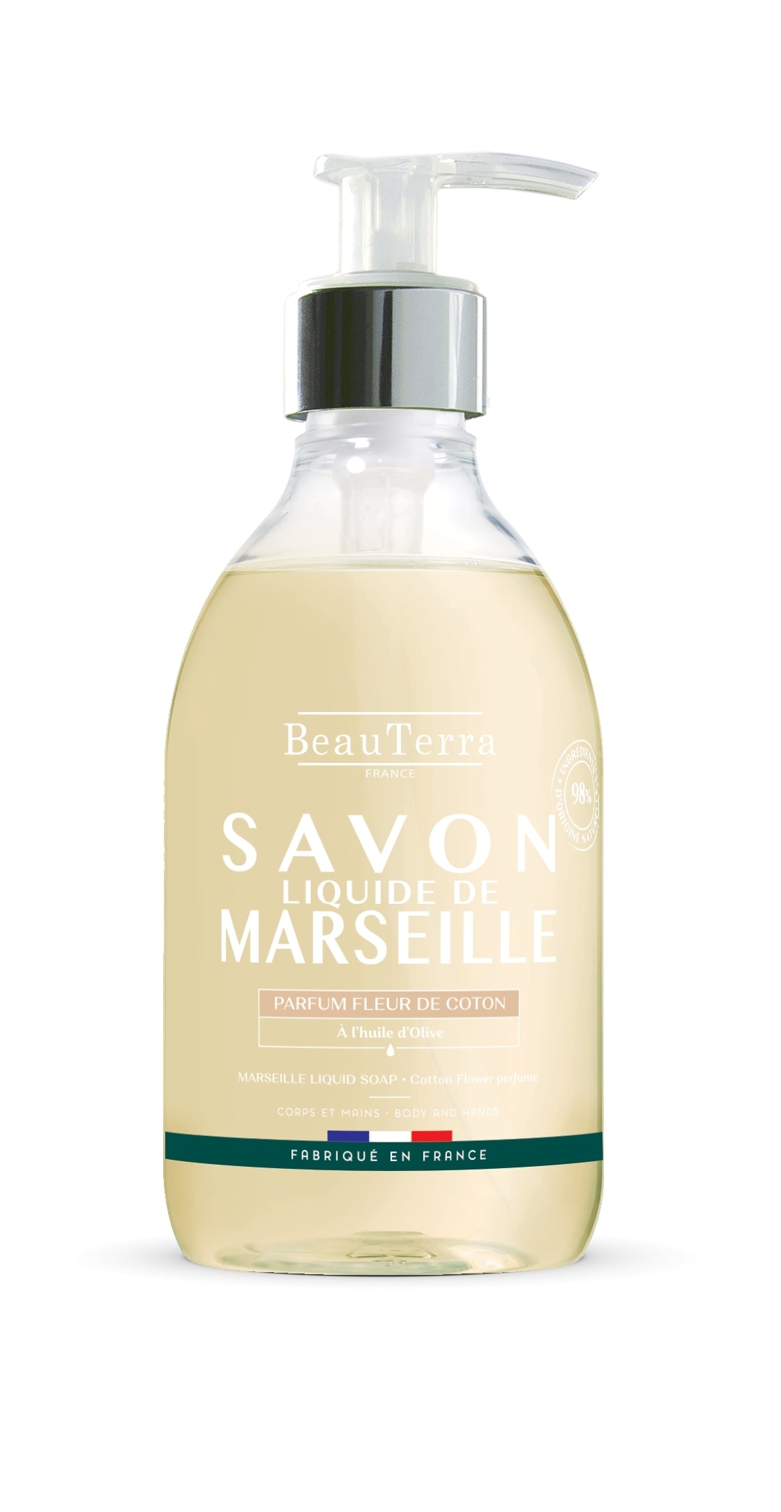 BEAUTERRA kokvilnas ziedu Marseļas šķidrās ziepes, 300 ml - Produkta attēls 
